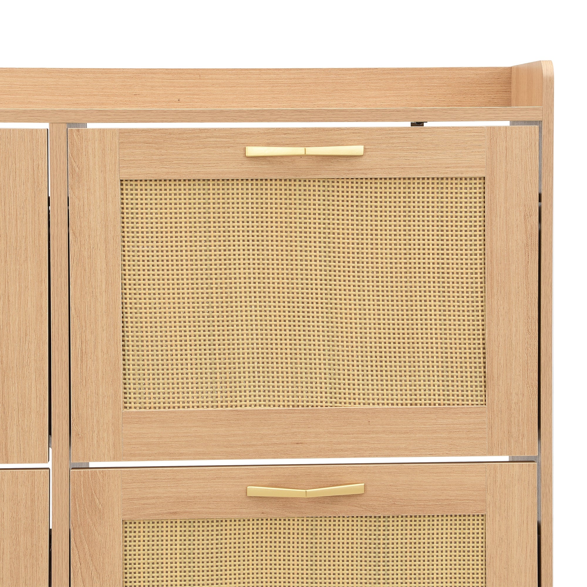 Logidon Elegante Schoenenkast Hout Met Rotan Deuren 4 Deurs Eik