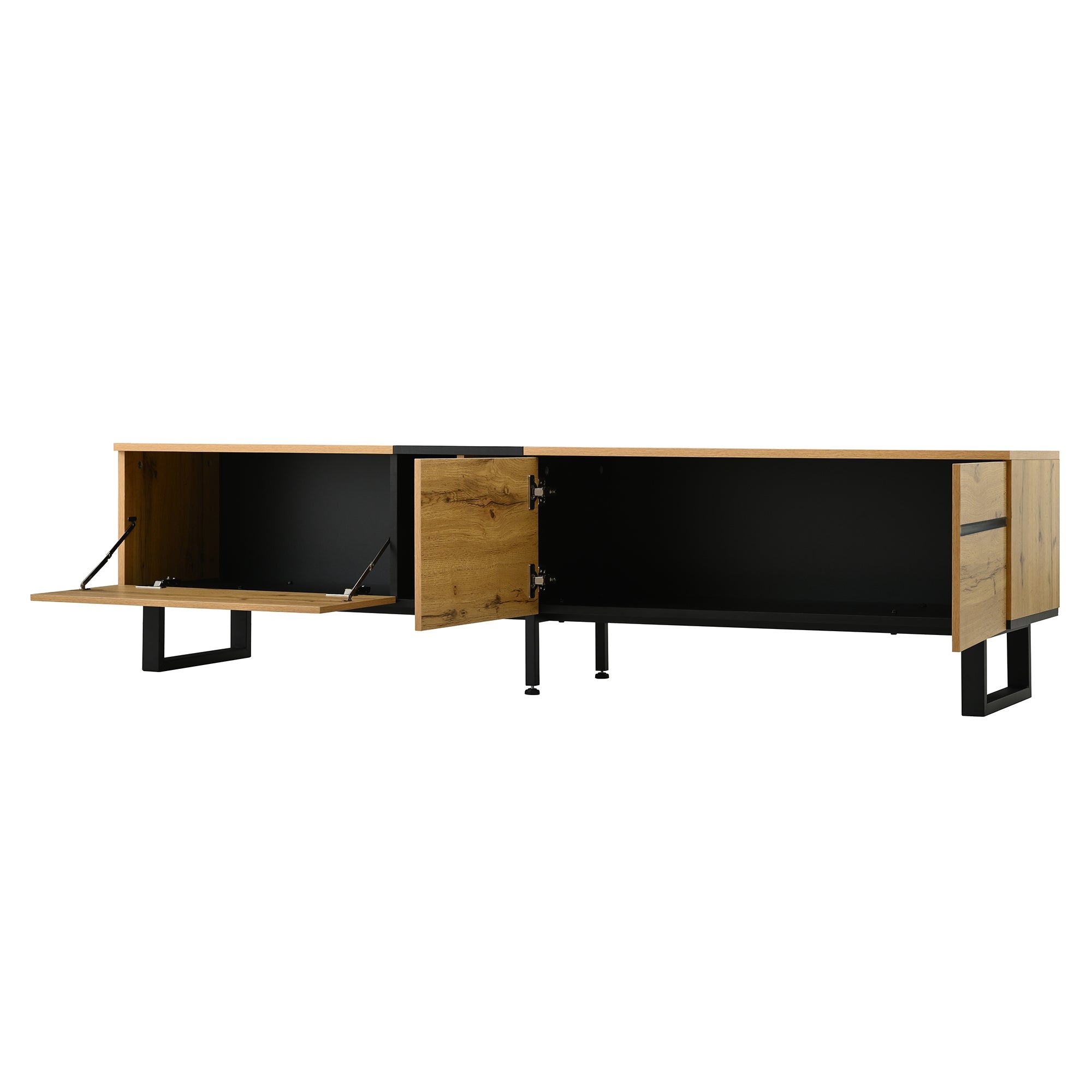 Logidon Modern TV-lowboard 180 cm Bruin met inklapbaar vak Open vakken