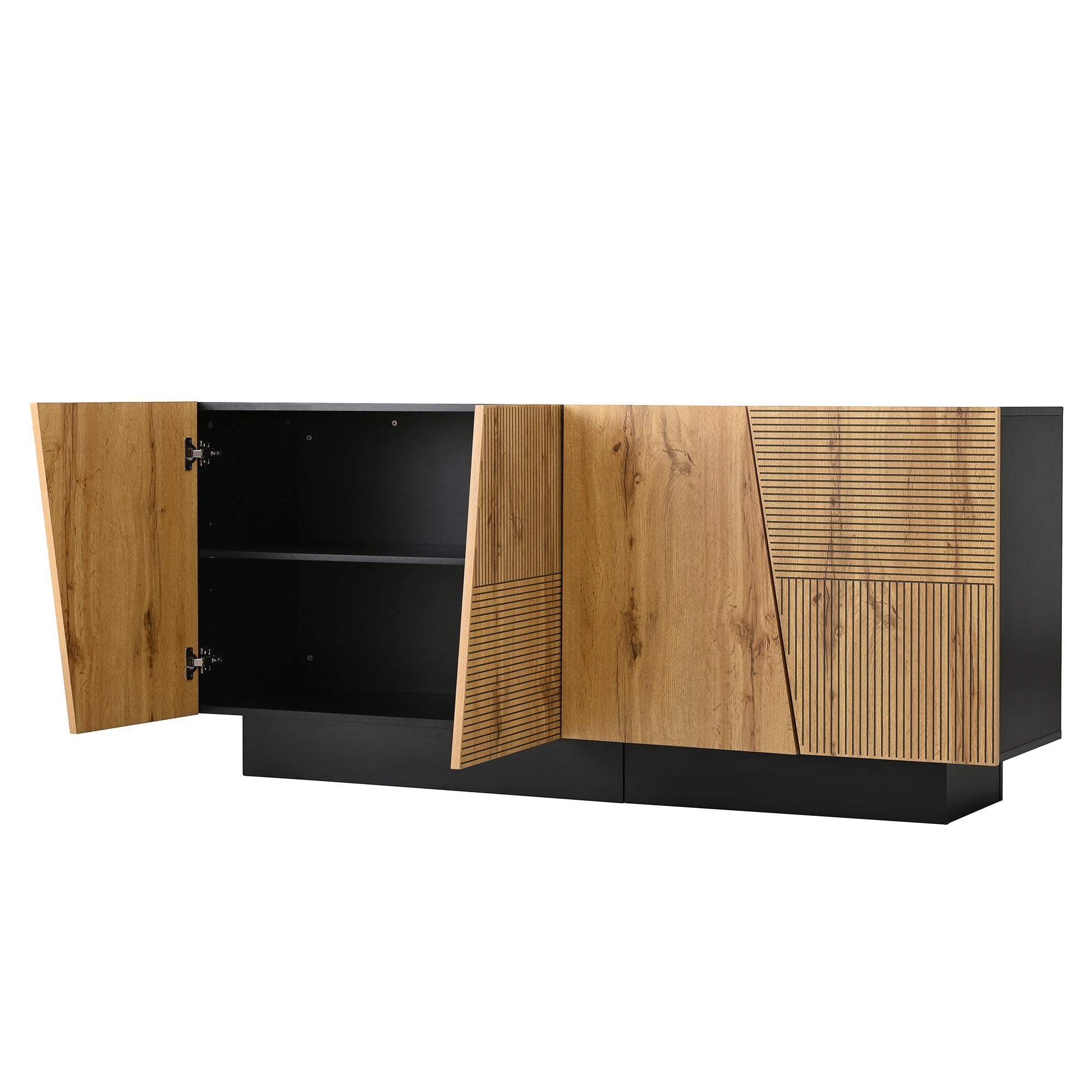 Logidon dressoir 160 cm zwart houtlook verstelbare planken