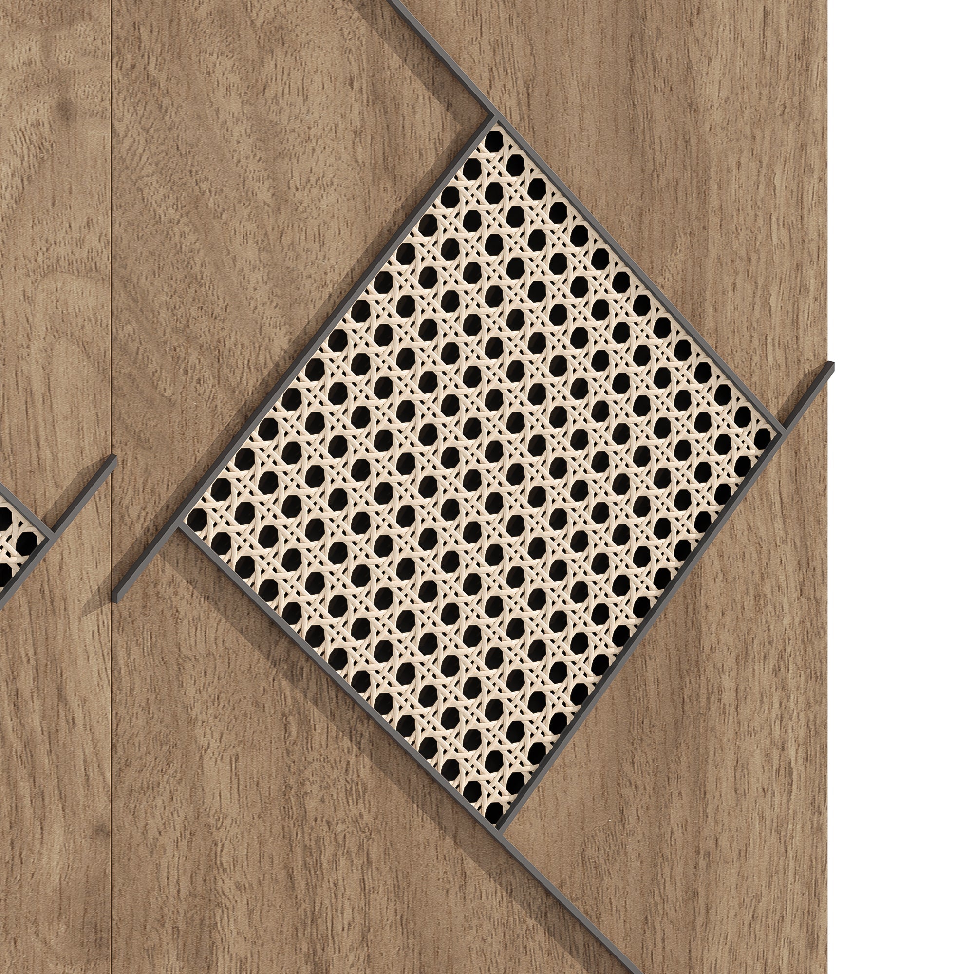 Logidon schoenenkast met modern rotanpatroon, 80 cm x 32 cm x 91 cm