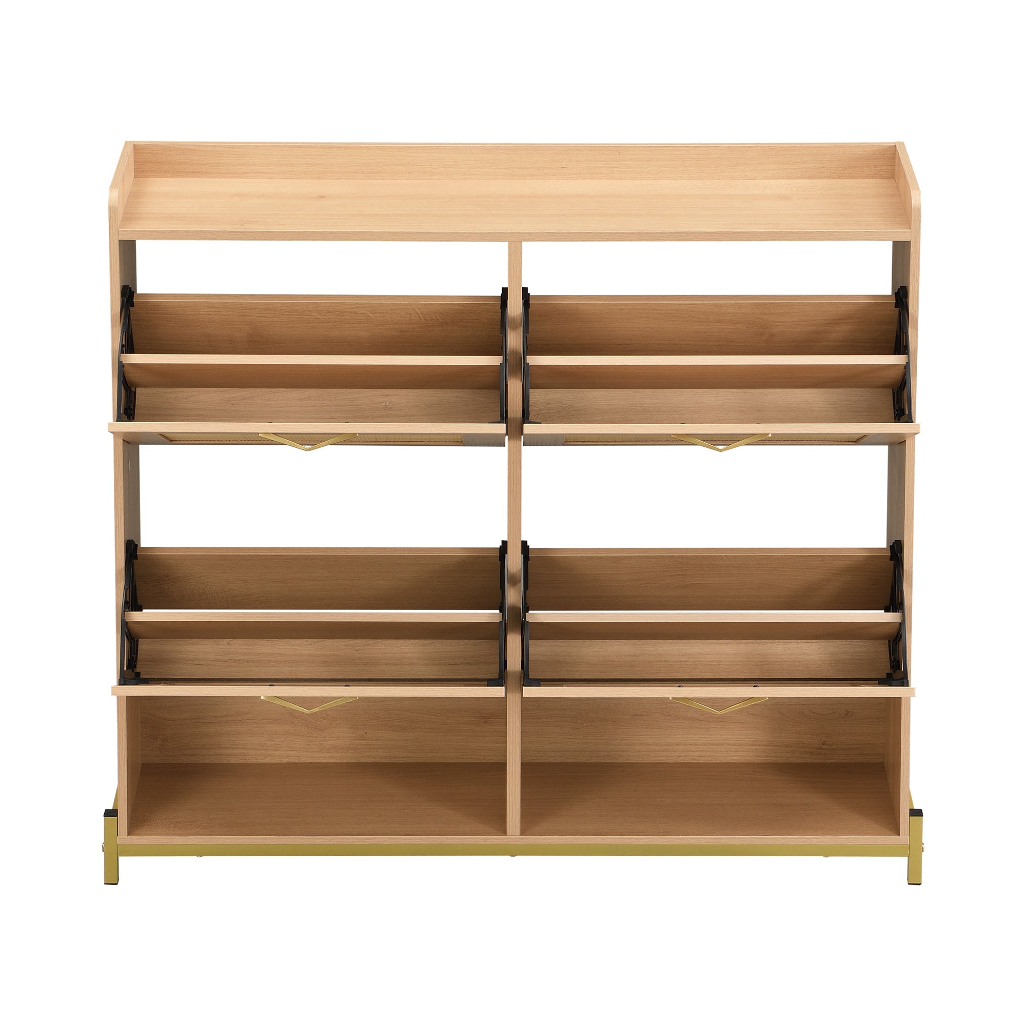 Logidon Elegante Schoenenkast Hout Met Rotan Deuren 4 Deurs Eik