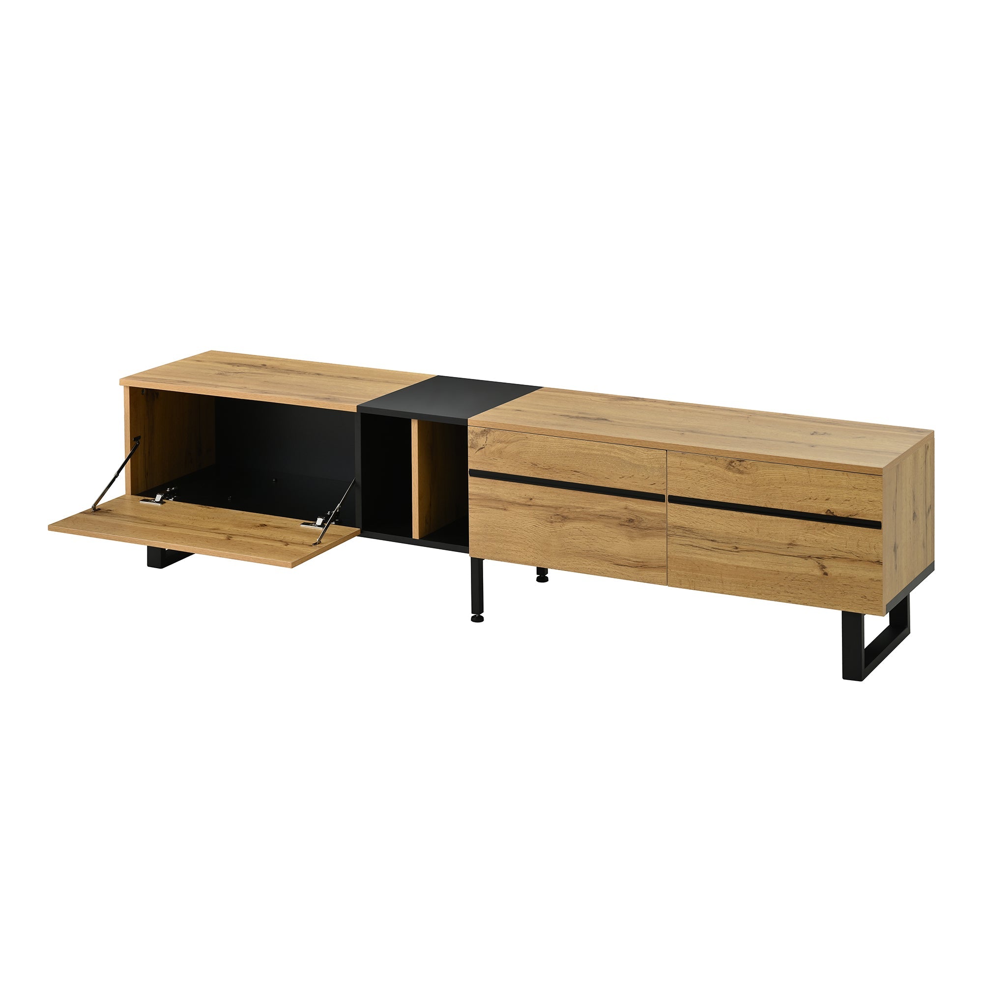 Logidon Modern TV-lowboard 180 cm Bruin met inklapbaar vak Open vakken