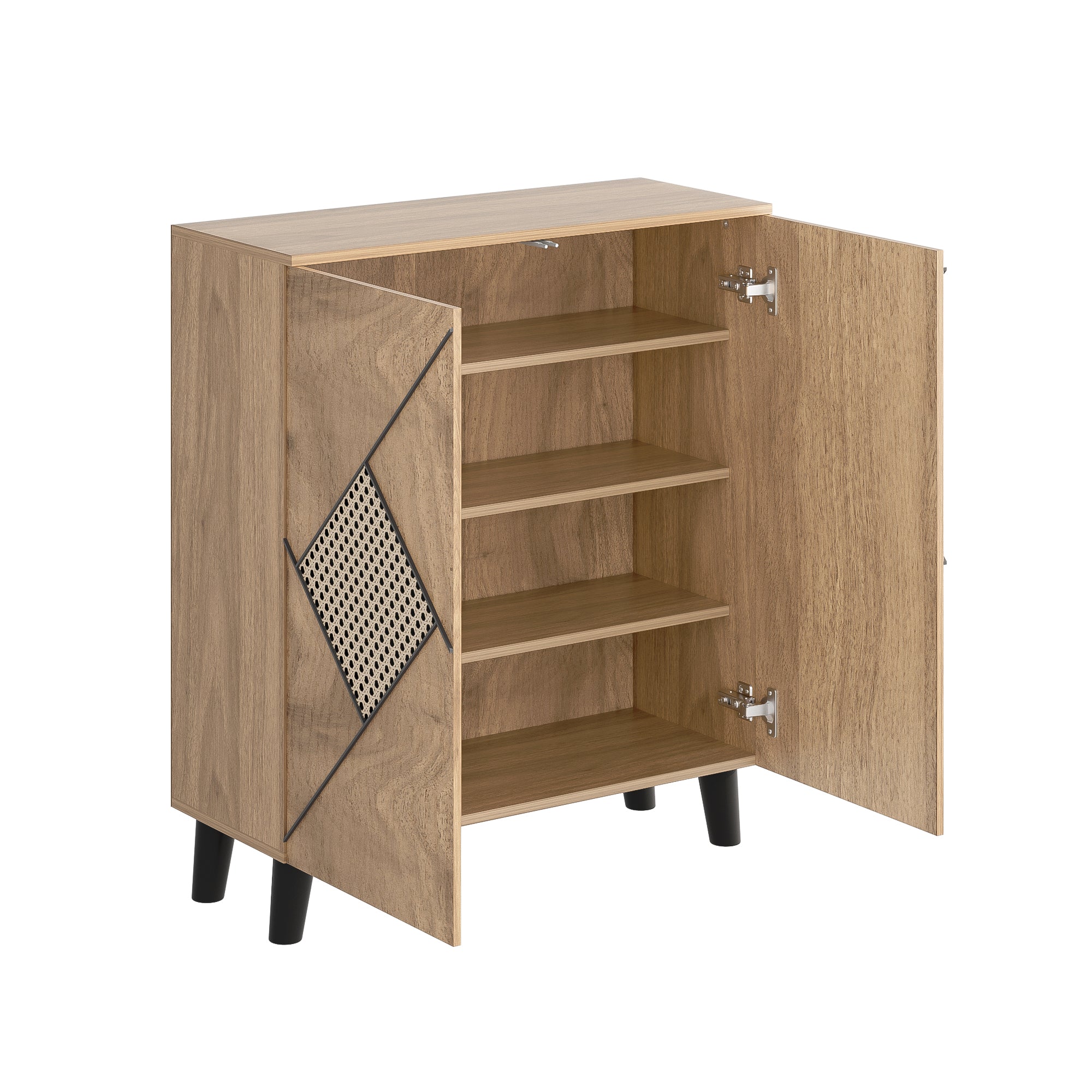 Logidon schoenenkast met modern rotanpatroon, 80 cm x 32 cm x 91 cm