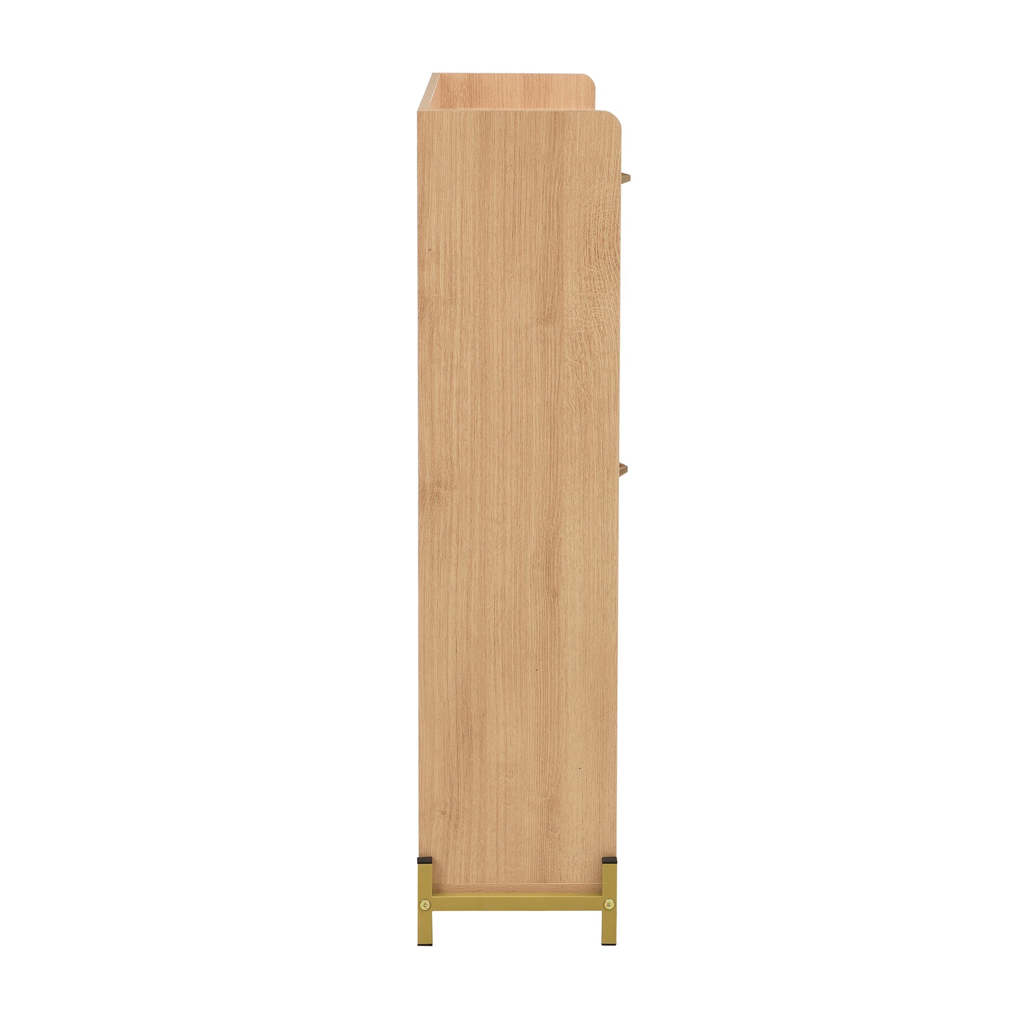 Logidon Elegante Schoenenkast Hout Met Rotan Deuren 4 Deurs Eik