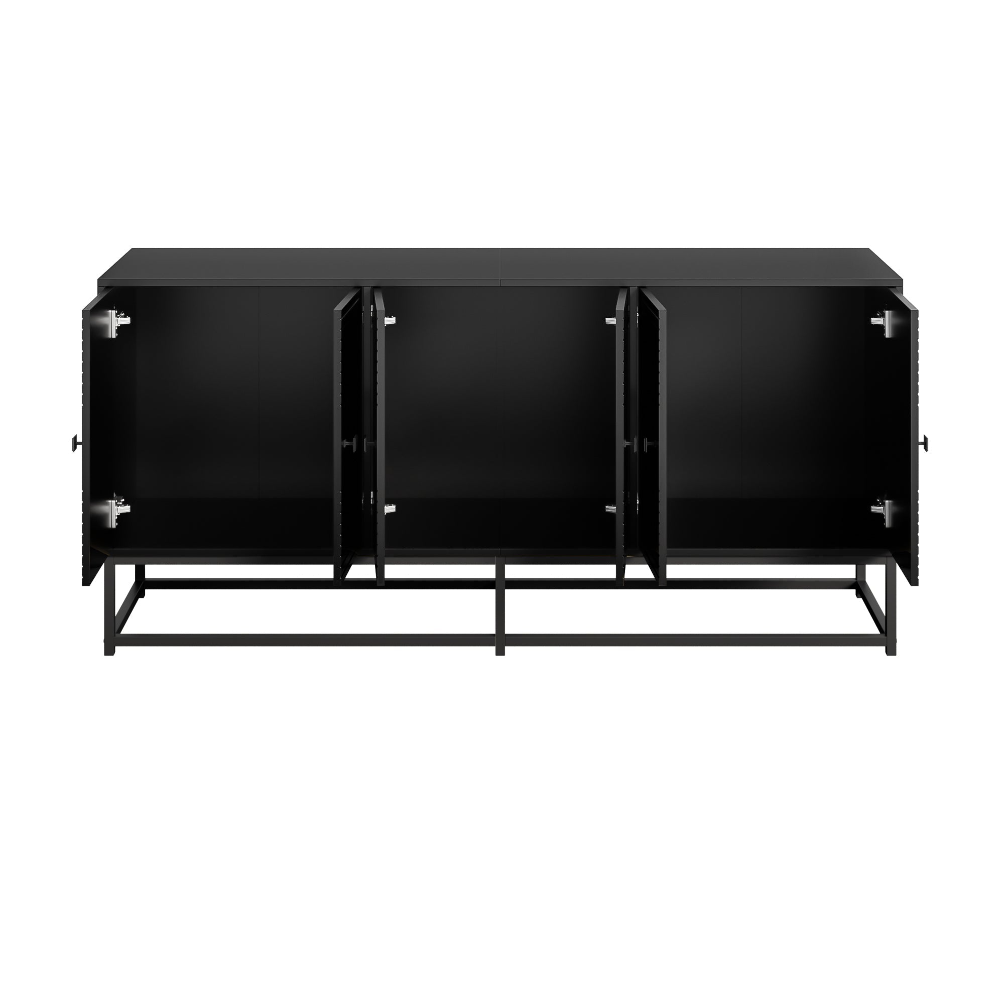 Logidon Moderne Zwarte Dressoirkast 3 Dubbele Deuren 160x38x75,5CM