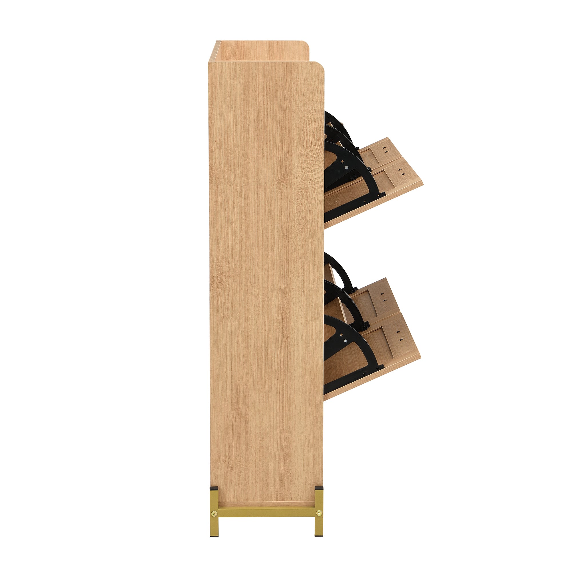 Logidon Elegante Schoenenkast Hout Met Rotan Deuren 4 Deurs Eik