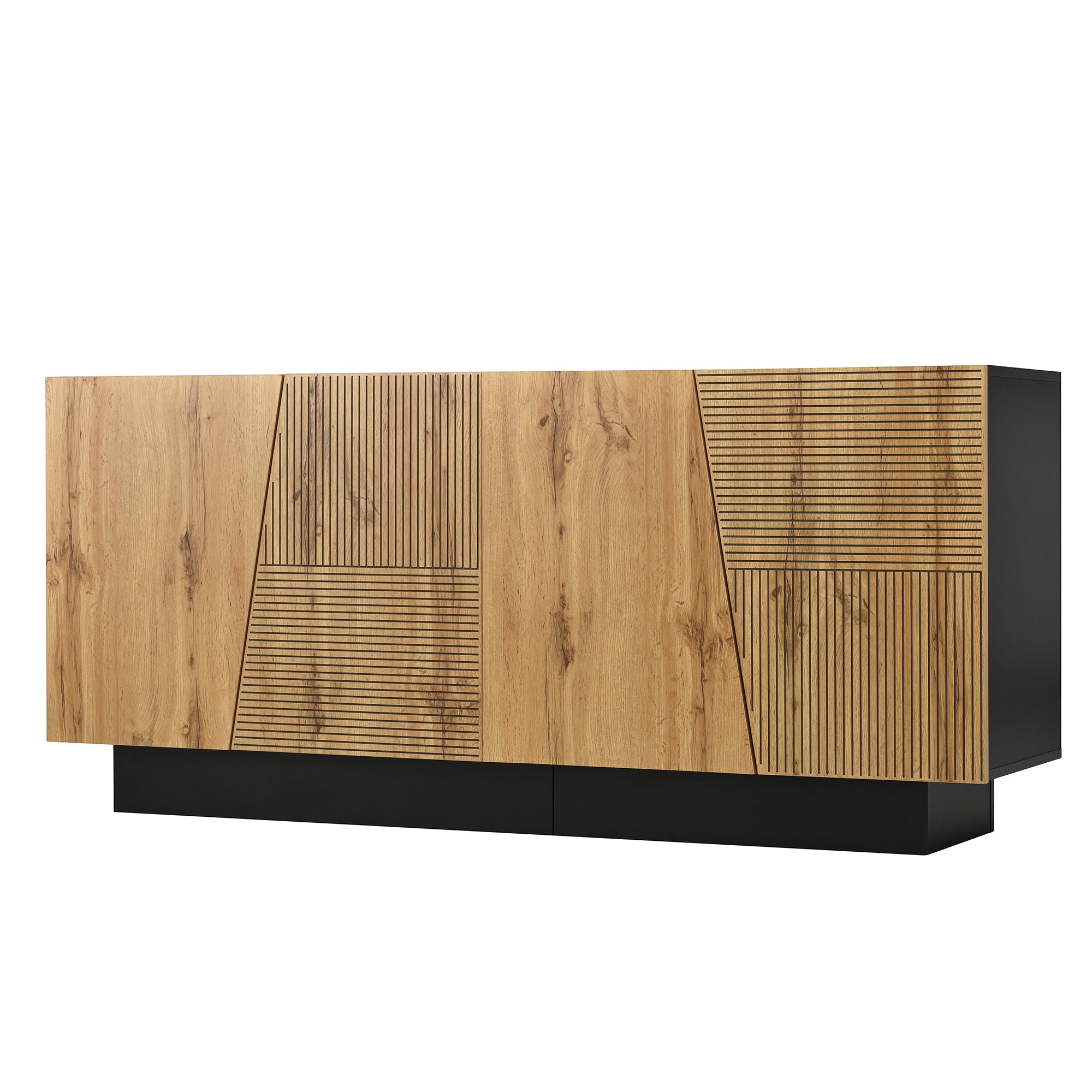 Logidon dressoir 160 cm zwart houtlook verstelbare planken