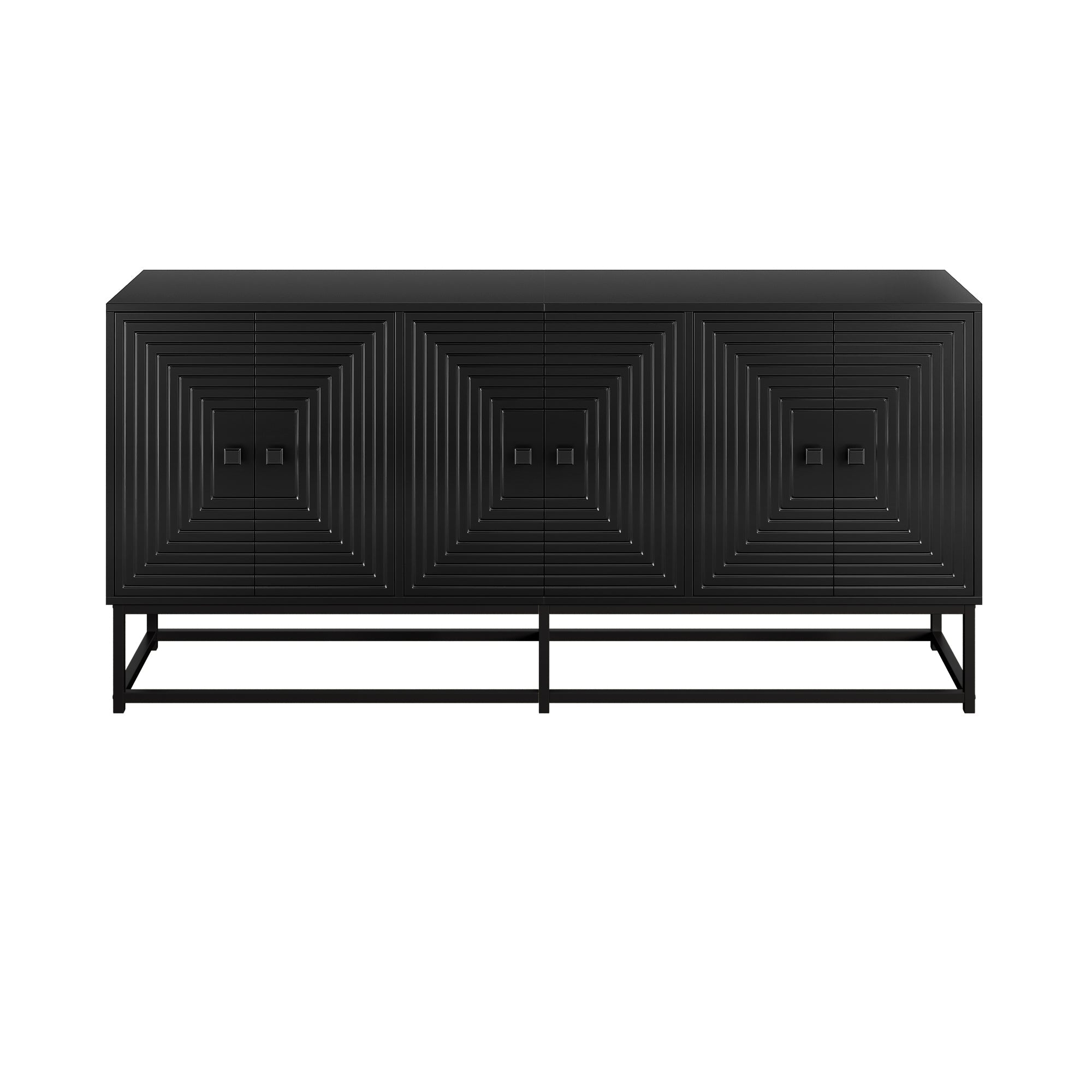 Logidon Moderne Zwarte Dressoirkast 3 Dubbele Deuren 160x38x75,5CM
