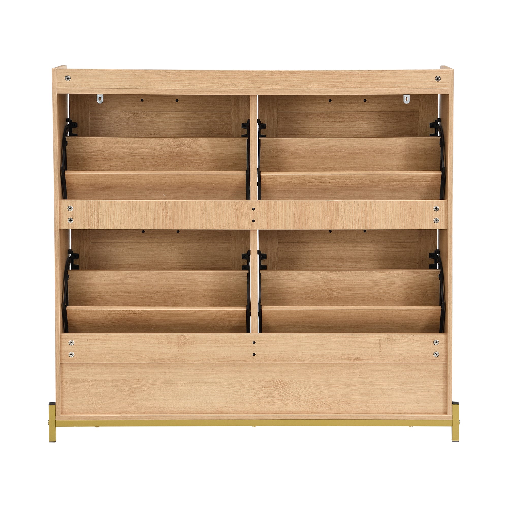 Logidon Elegante Schoenenkast Hout Met Rotan Deuren 4 Deurs Eik