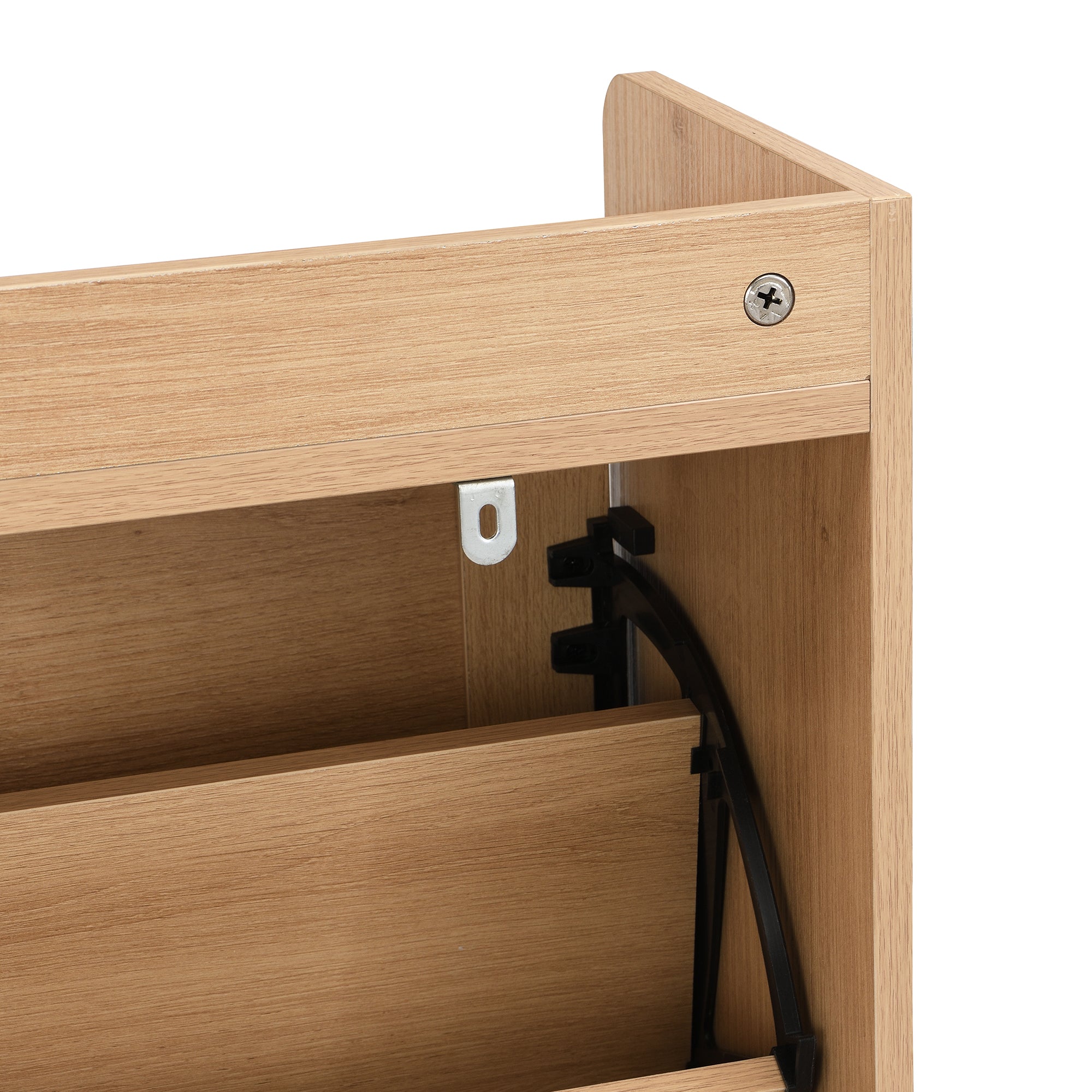 Logidon Elegante Schoenenkast Hout Met Rotan Deuren 4 Deurs Eik