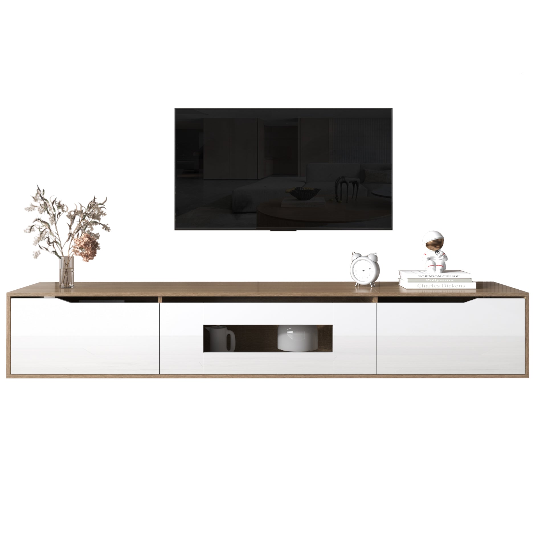Logidon TV-meubel 180 cm hoogglans wit met kleurwisselende LED