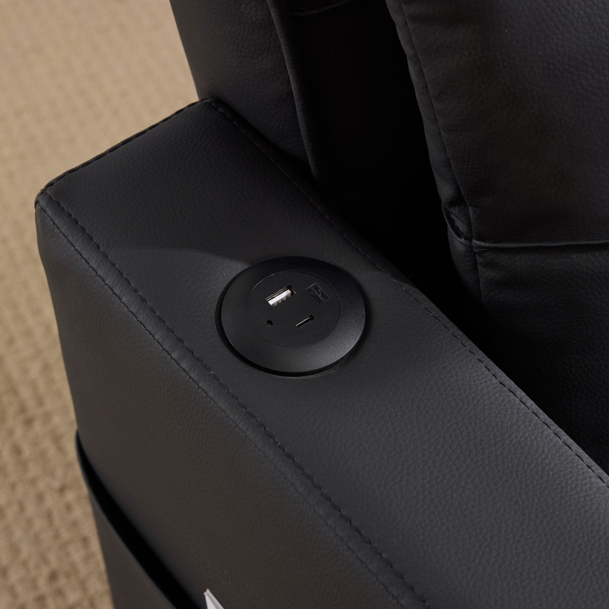 Logidon 3-in-1 uitschuifbare slaapbank, fauteuil, zwarte USB-bekerhouder