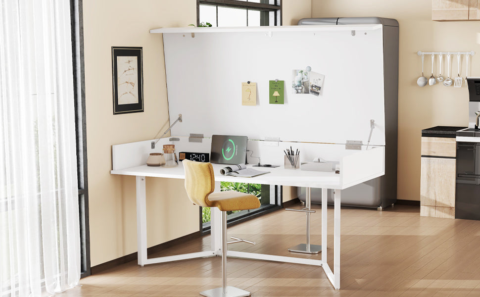 Logidon Opvouwbaar Bureau 120x55 Wit Met Stopcontacten