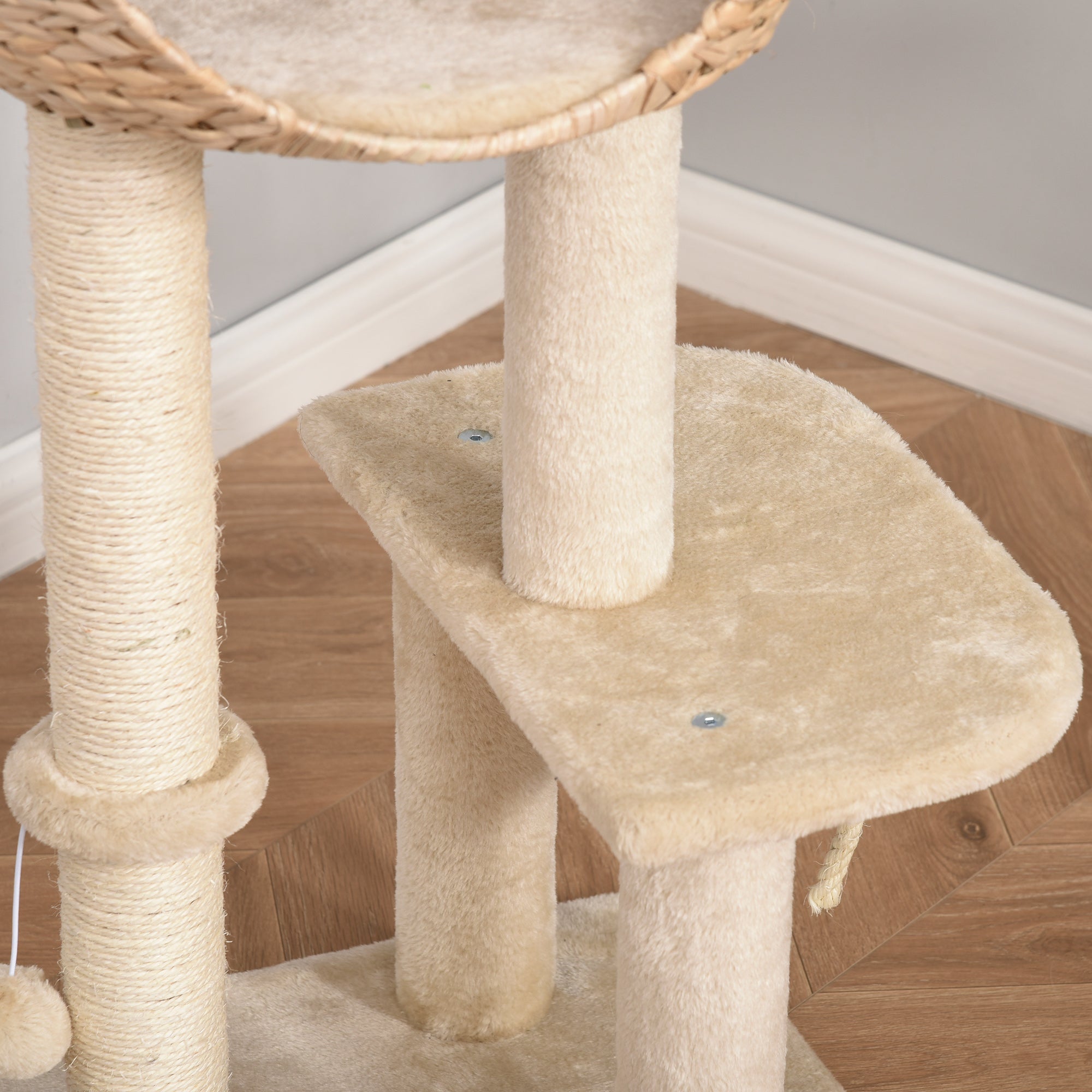 Logidon krabpaal kattengrot 100 cm beige kattenspeelbal