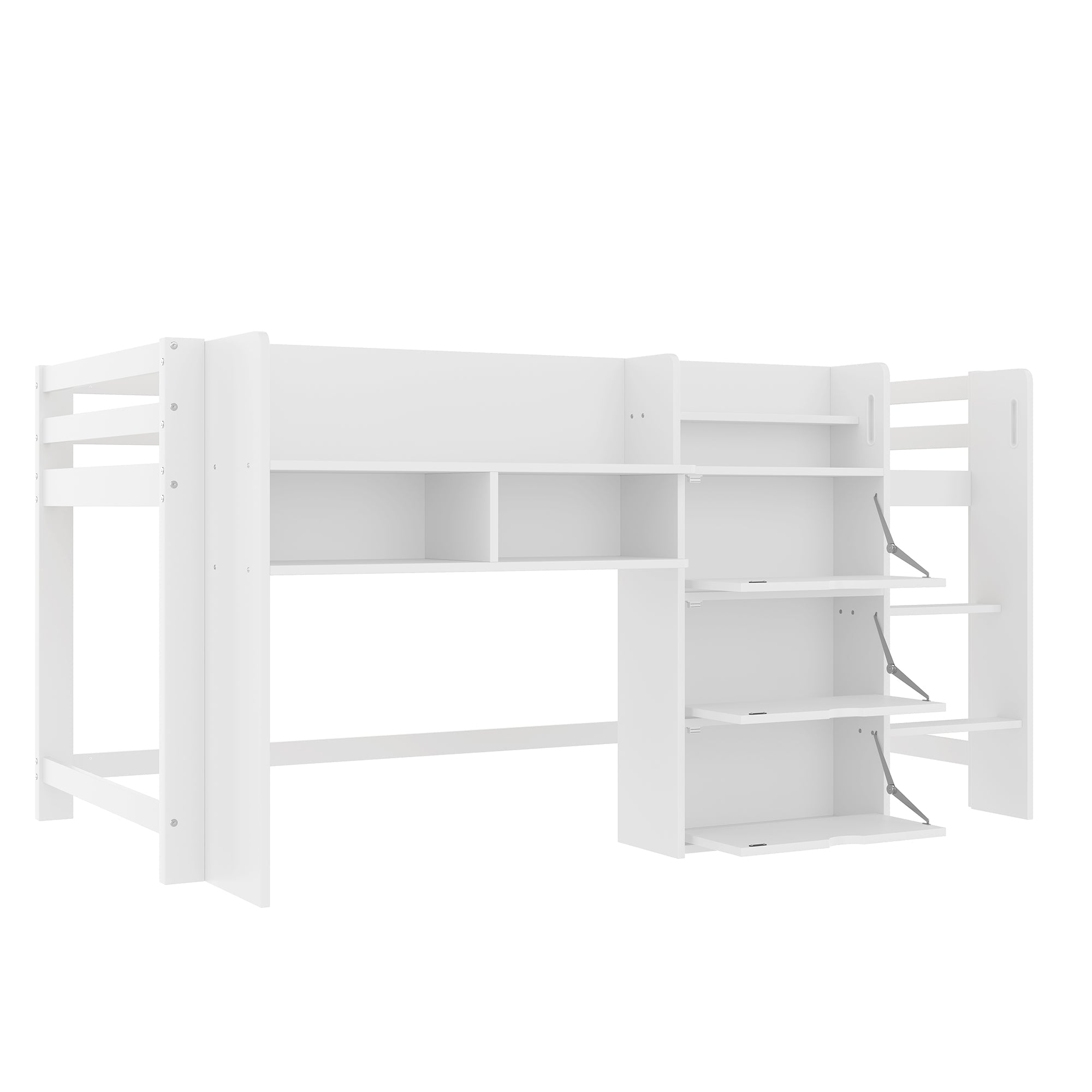 Logidon halfhoogslaper 90x200 cm wit opbergruimte entertainment