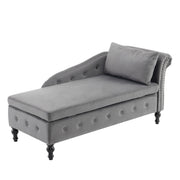 Logidon chaise longue bank grijs fluweel met opbergspijkerkop