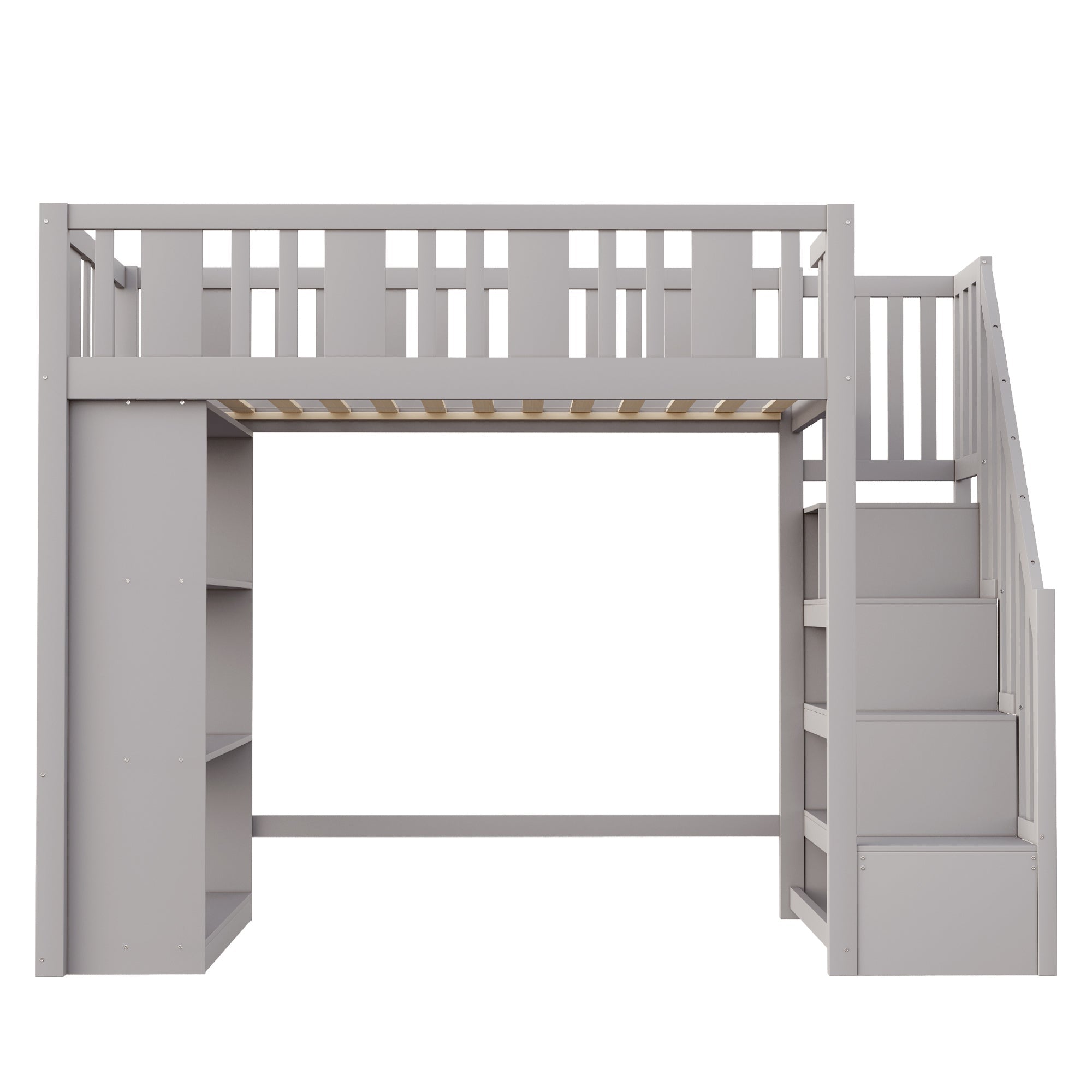 Logidon hoogslaper 90x200 cm grijs met opbergtrap