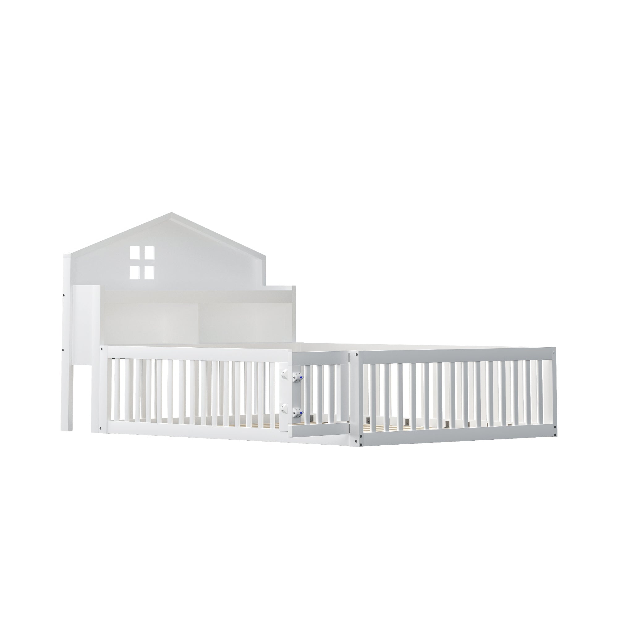 Logidon kinderbed 140x200 huisvorm wit met opbergruimte en lattenbodem