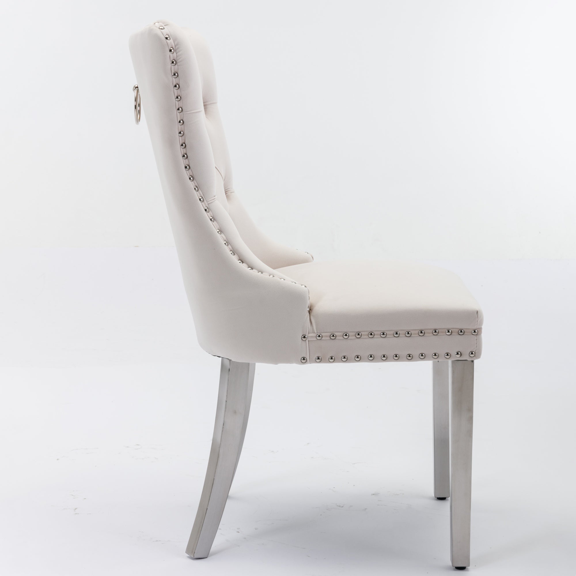 Logidon Nikki Collection beige fluwelen eetkamerstoelenset 2 met chromen poten