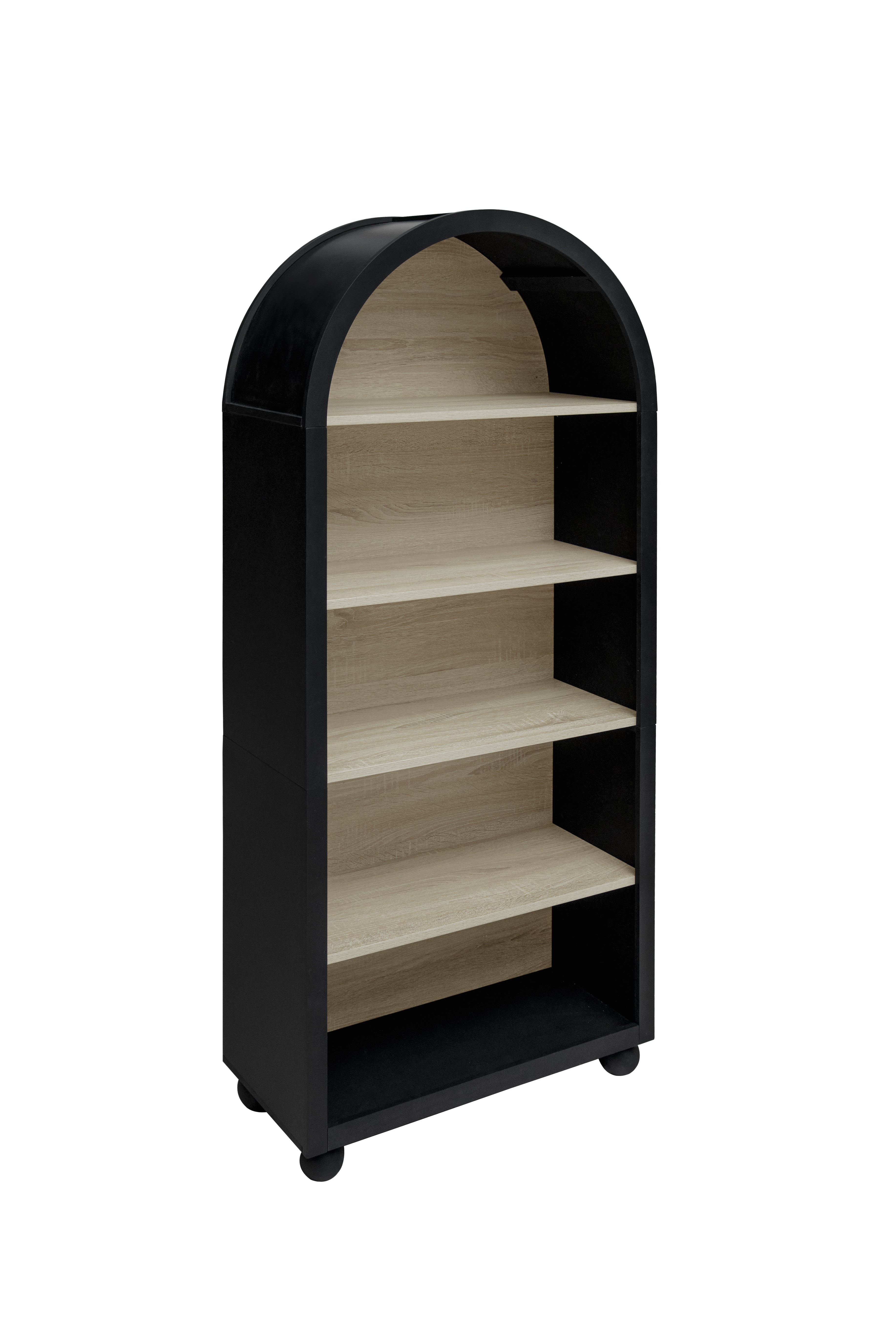 Logidon boekenkast metalen frame zwart naturel hout 70,5 x 30 x 161 cm