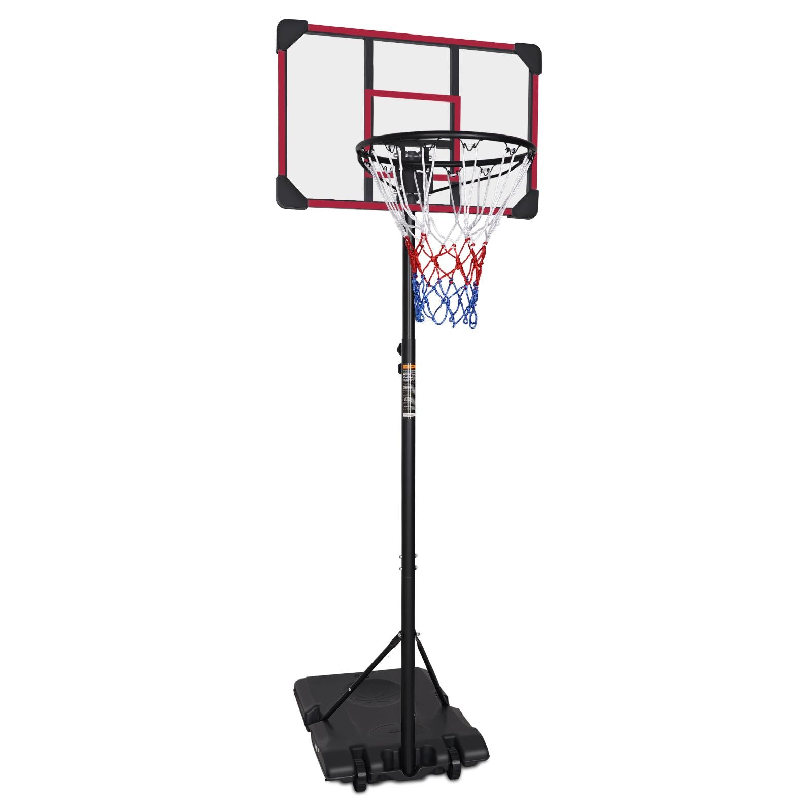 Logidon Draagbare Basketbalstandaard 170-213cm Rood Zwarte Wielen