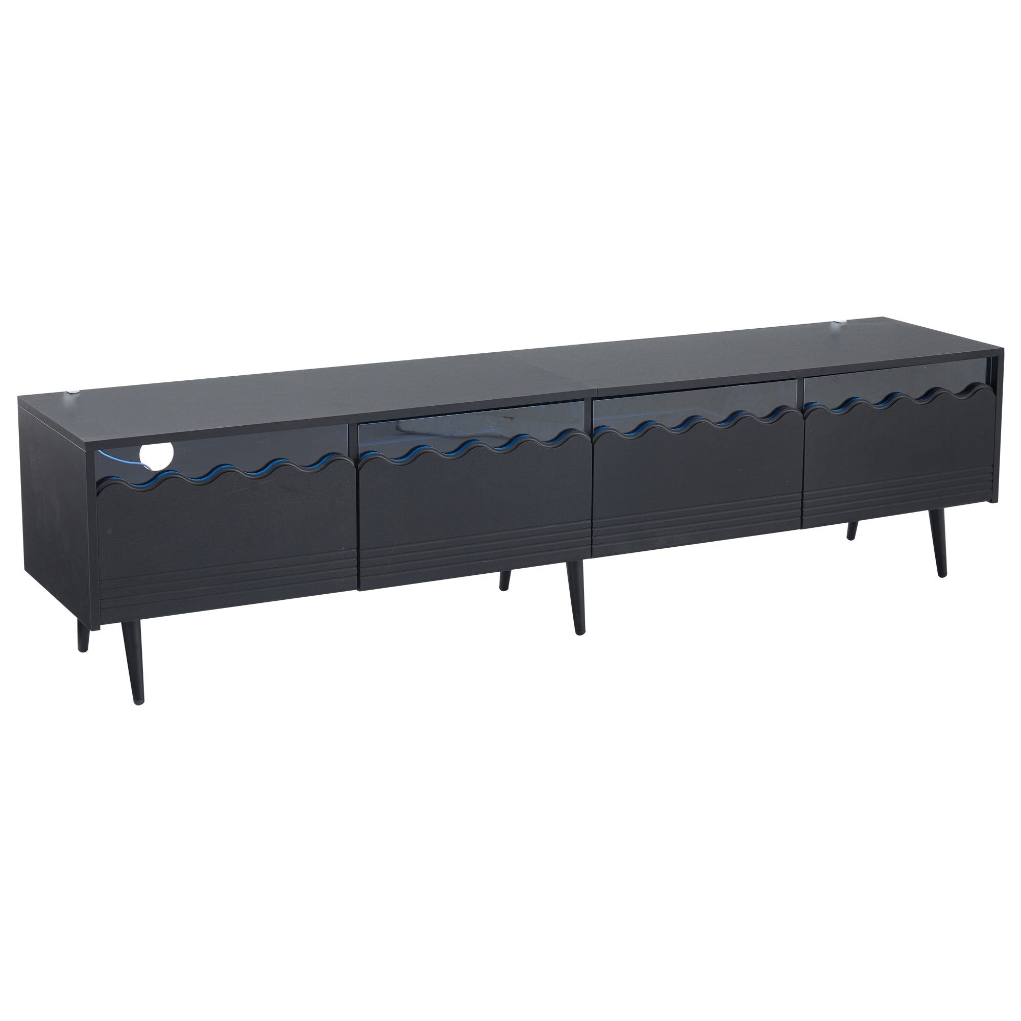 Logidon 176x38x45 cm zwart TV-lowboard met LED-verlichting