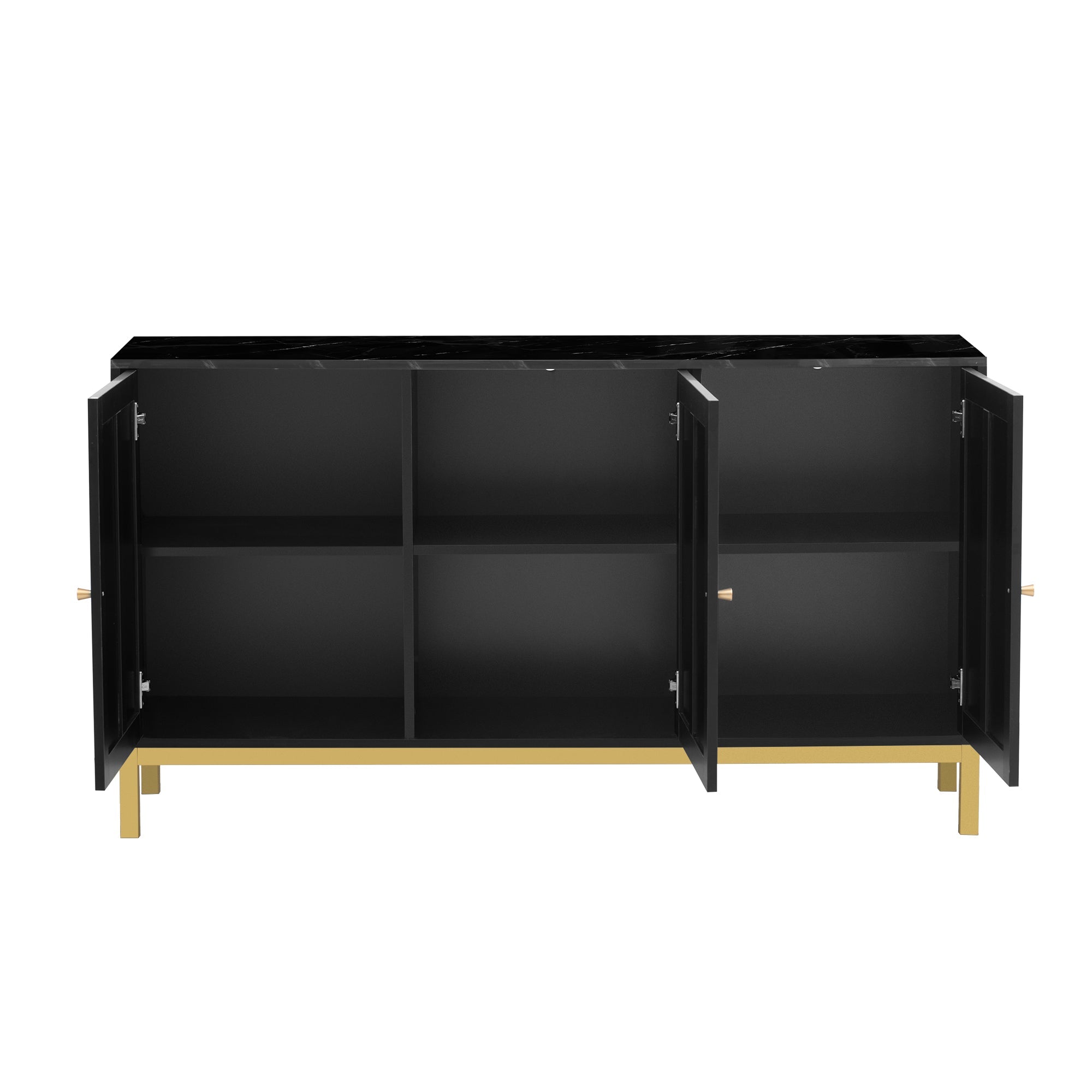 Logidon dressoir 3 deuren zwart MDF met marmerlook 140x40x78