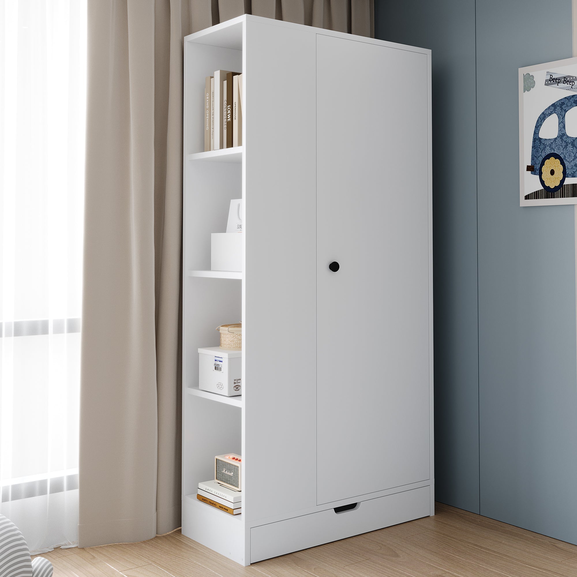 Logidon kledingkast 70x40x170 centimeter enkele deur planken wit