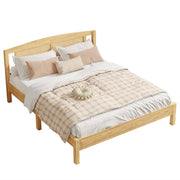 Logidon double bed 160x200 cm wood with natural rattan 15 slats