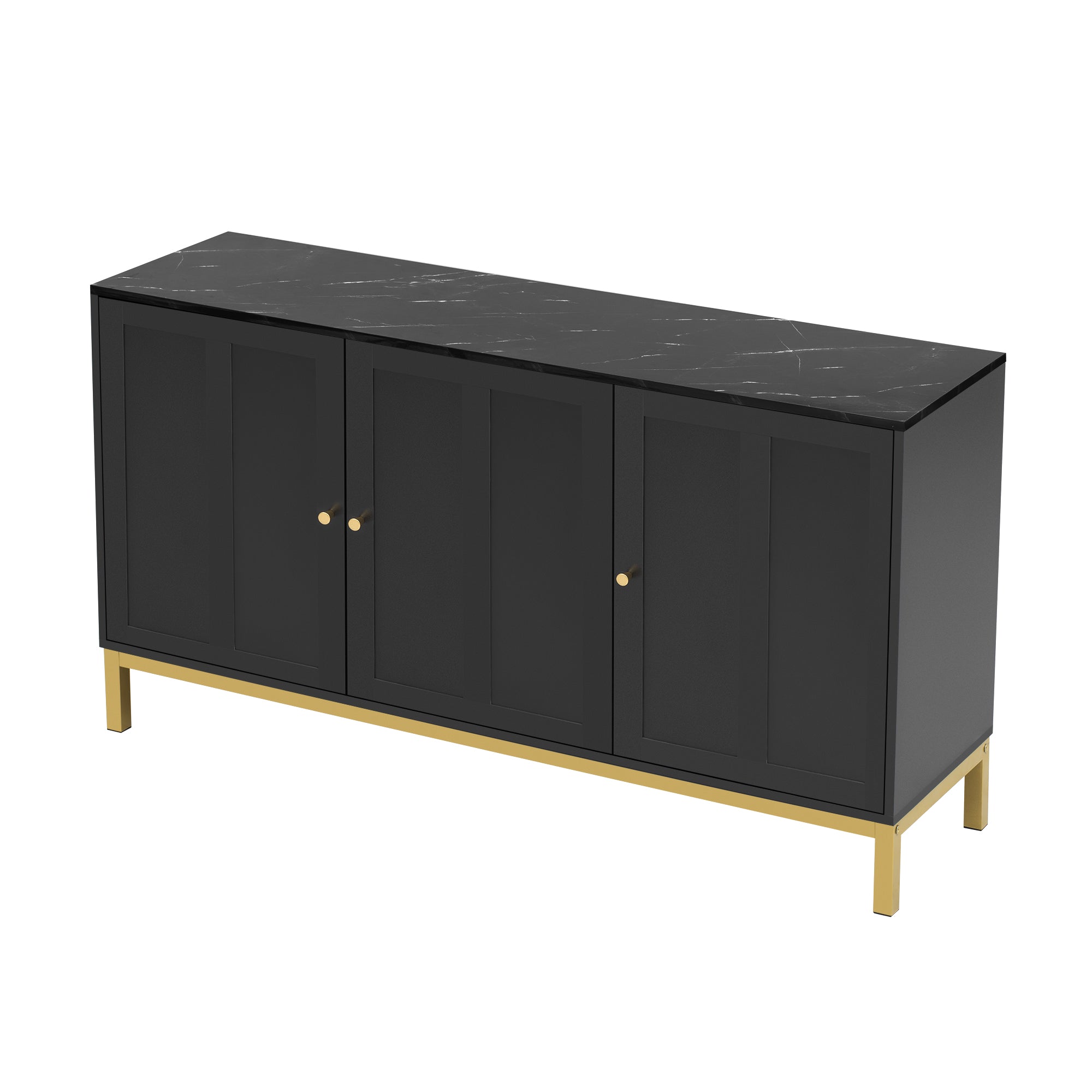 Logidon dressoir 3 deuren zwart MDF met marmerlook 140x40x78