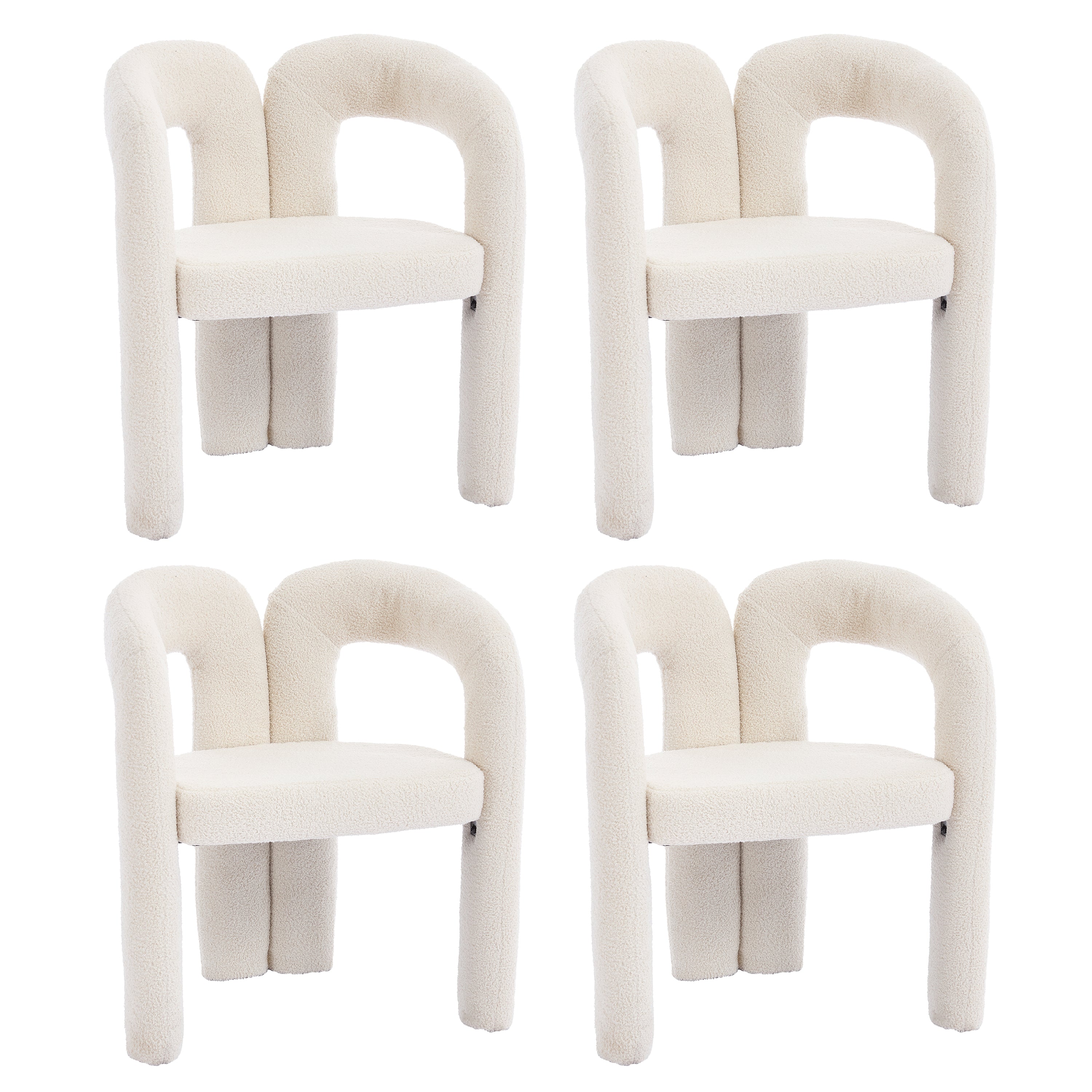 Logidon Premium Ergonomische Fauteuil Teddy Fluweel Beige Set 2