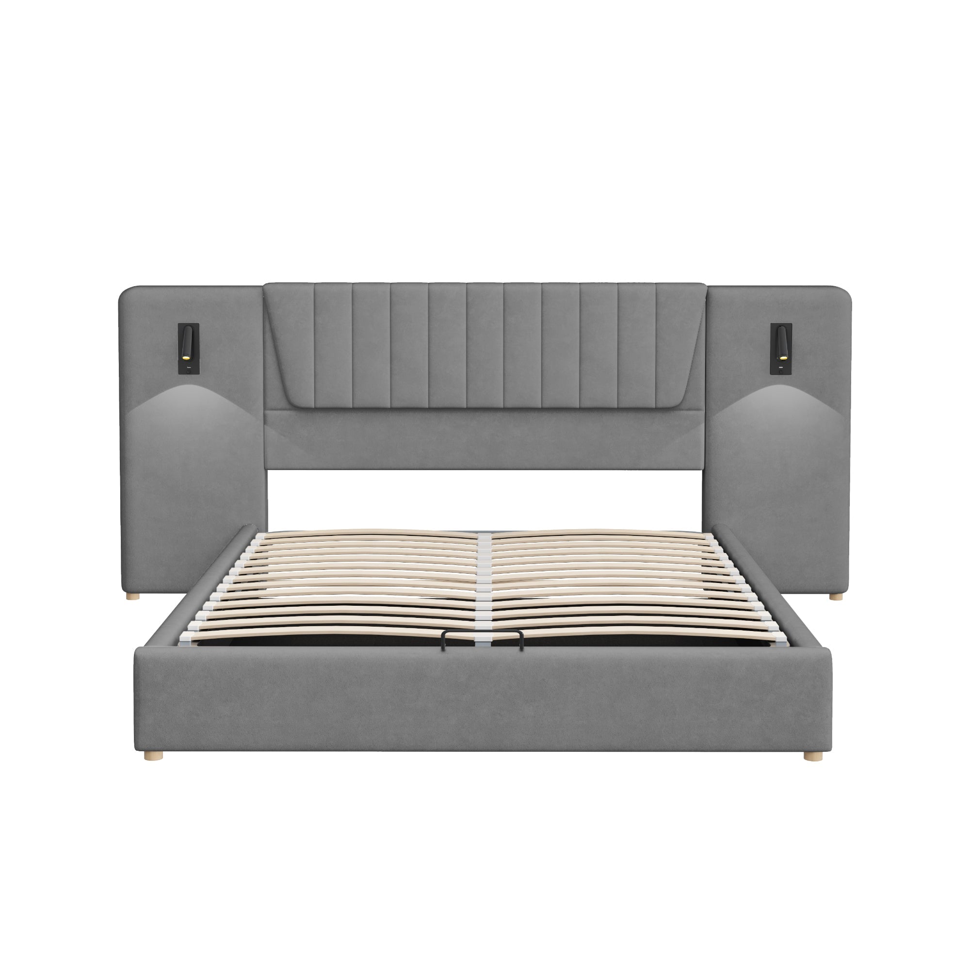 Logidon gestoffeerd bed 180x200 cm grijs met extra lange rugleuning