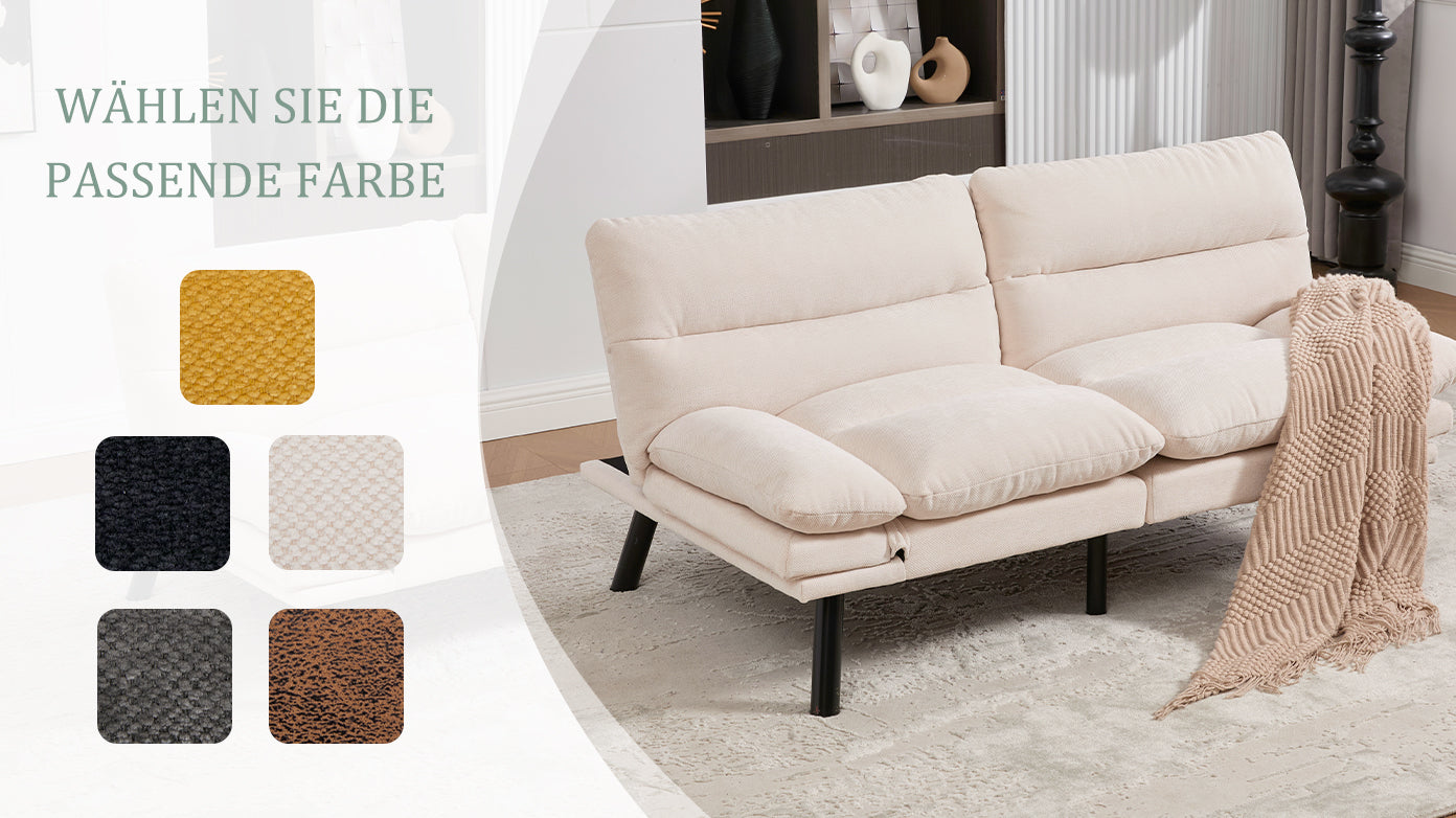 Logidon Moderne Tweezits Chenille Bank Beige Fluweel 165 x 90 x 76 cm