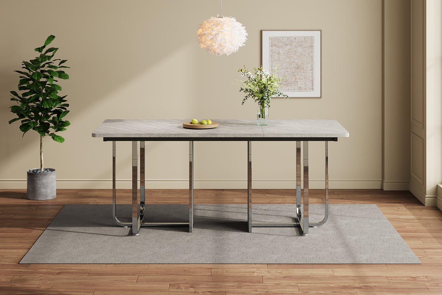 Logidon eettafel 180x80 cm grijs met metalen poten moderne tafel