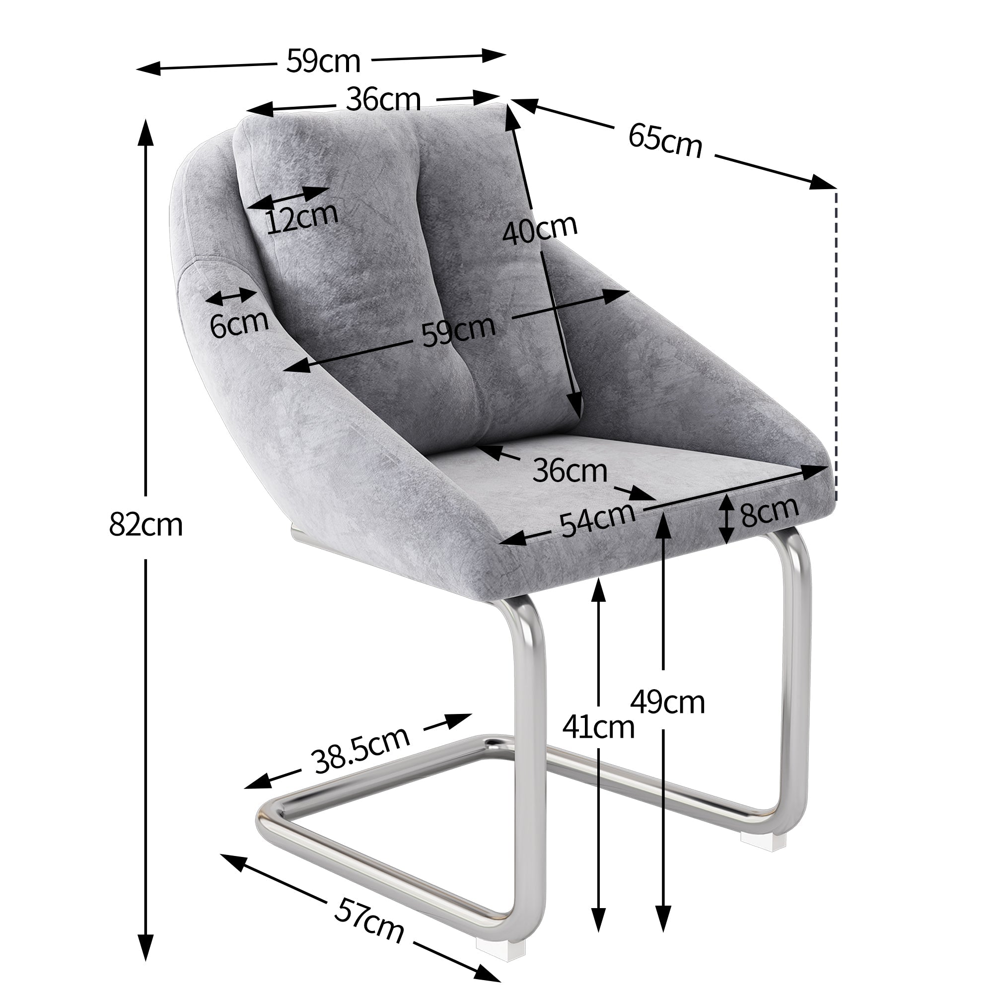 Logidon Dining Room Chairs Velvet Gray Set of 6 with Cushions Luxury Swivel Chair