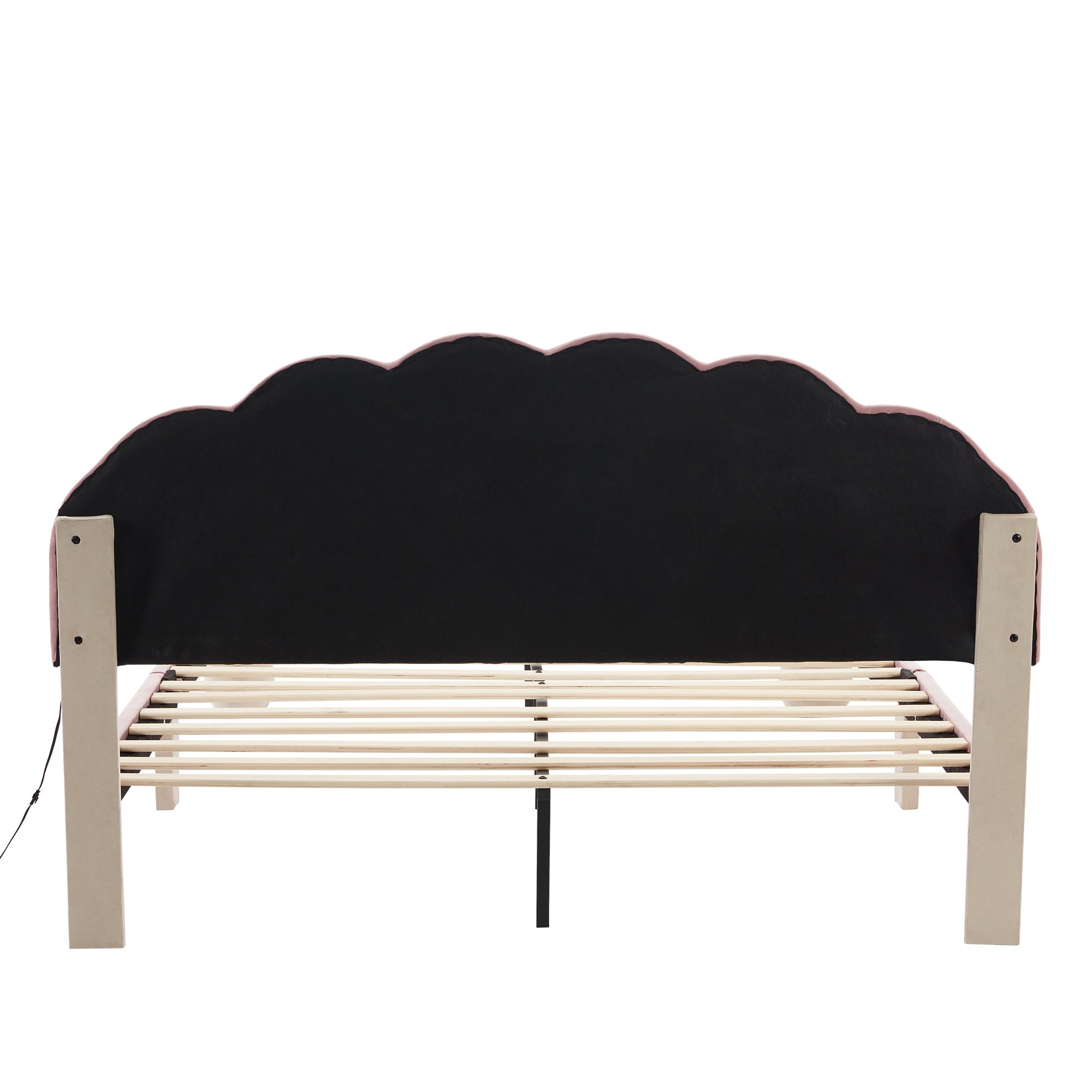 Logidon gestoffeerd bed 140x200 beige roze LED-lichtstrips