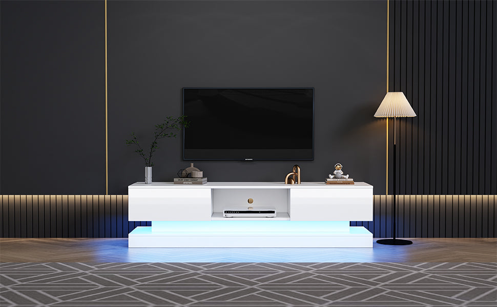 Logidon wit TV-meubel 160 cm met LED-verlichting app bediening