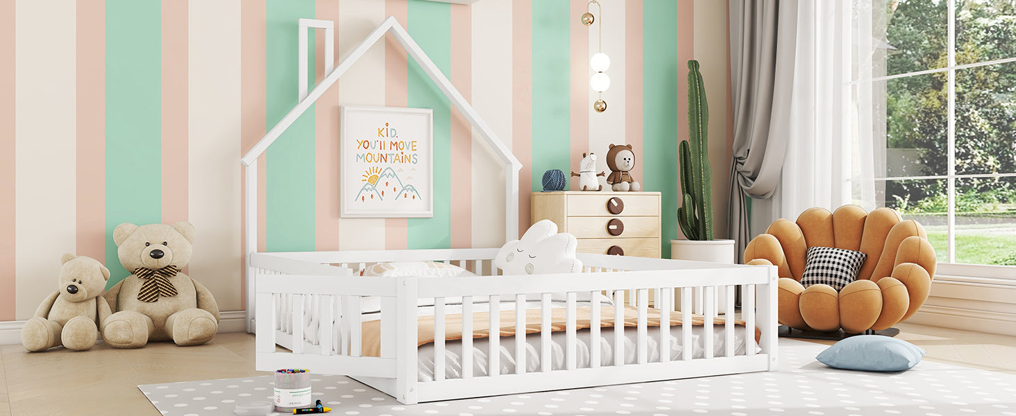 Logidon kinderbed 140x200 schouwvorm wit grenenhout met lattenbodem
