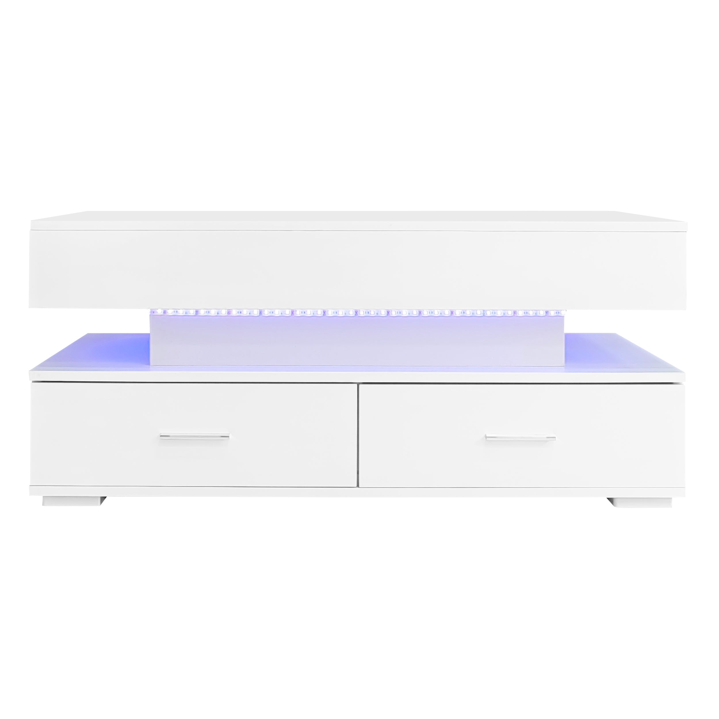 Logidon Hydraulisch in hoogte verstelbare salontafel 100x50x44 cm Wit LED