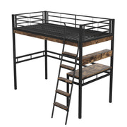 Logidon hoogslaper 90x200 cm met bureaurelingladder zwart