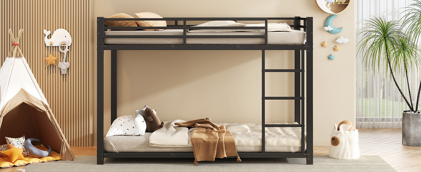 Logidon Bunk Bed Metal 90x200 Black Classic Shape Children's Bed