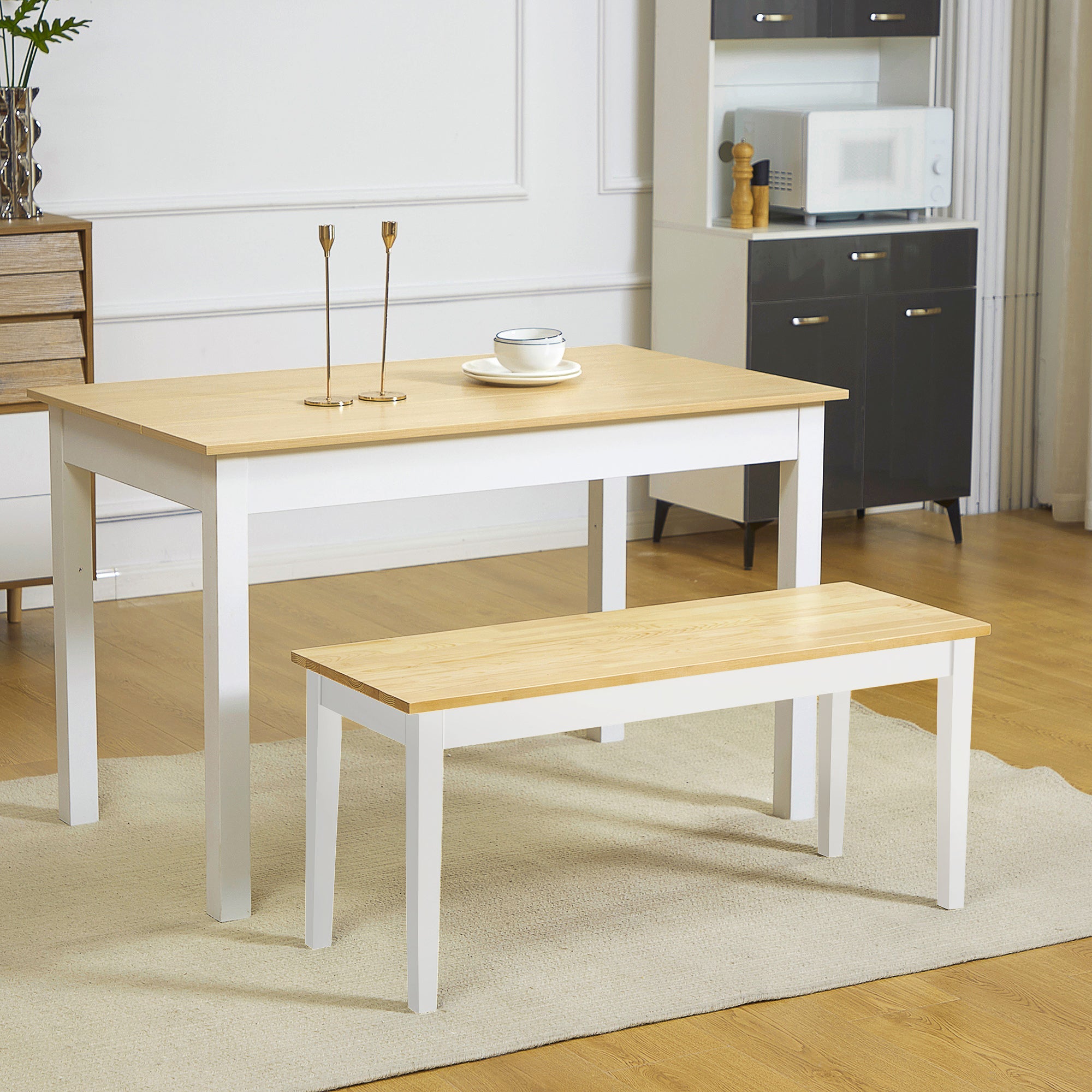Logidon bank 2-zits wit grenenhout 102x36x45 cm, 220 kg