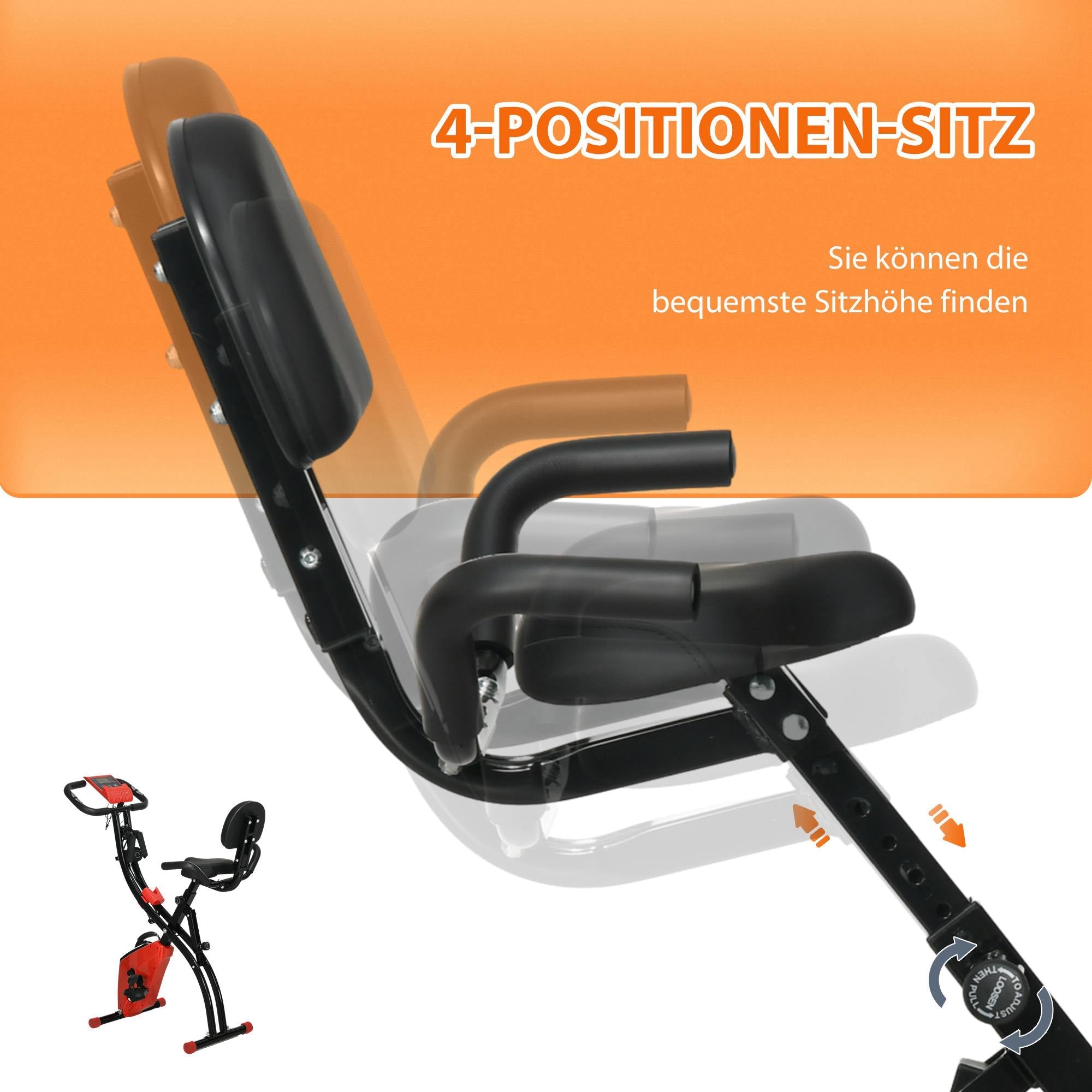 Logidon 2-in-1 hometrainer rood LCD-display Magnetische weerstand met 8 niveaus