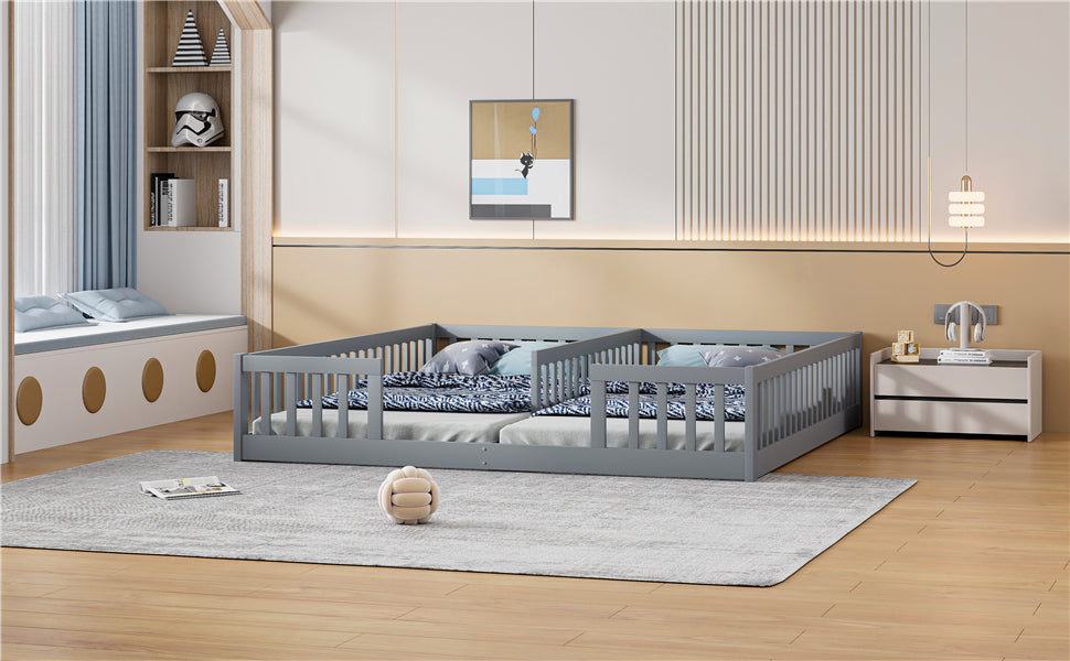 Logidon Upholstered Bed 90x200 cm Gray Children's Bed With Safety Gate