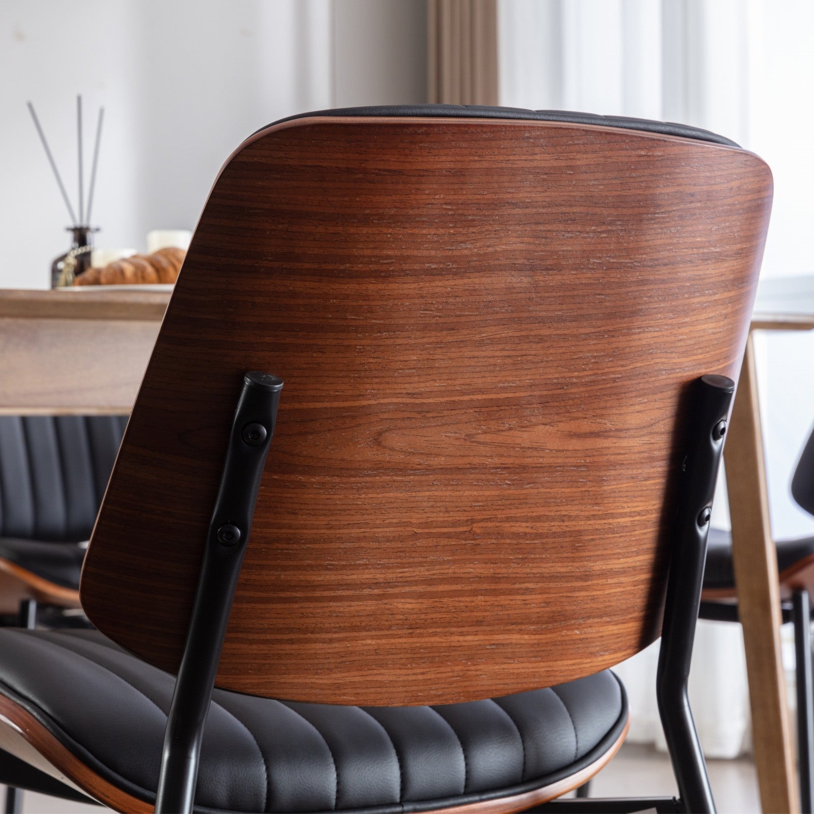 Logidon Eettafel Stoelenset 2 Mid Century Retro Kunstleer Zwart PU