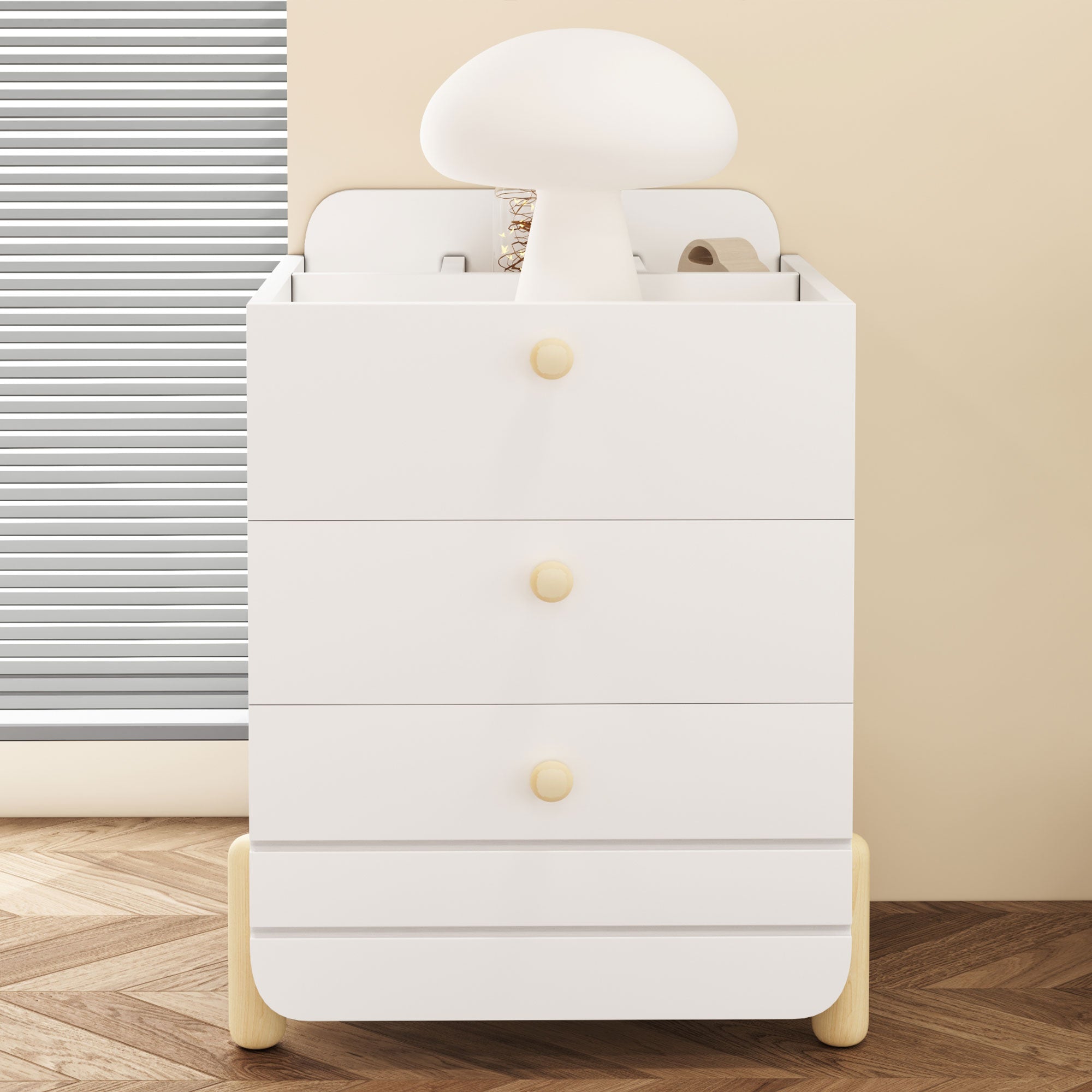Logidon nachtkastje 3 lades wit houten poten elegant
