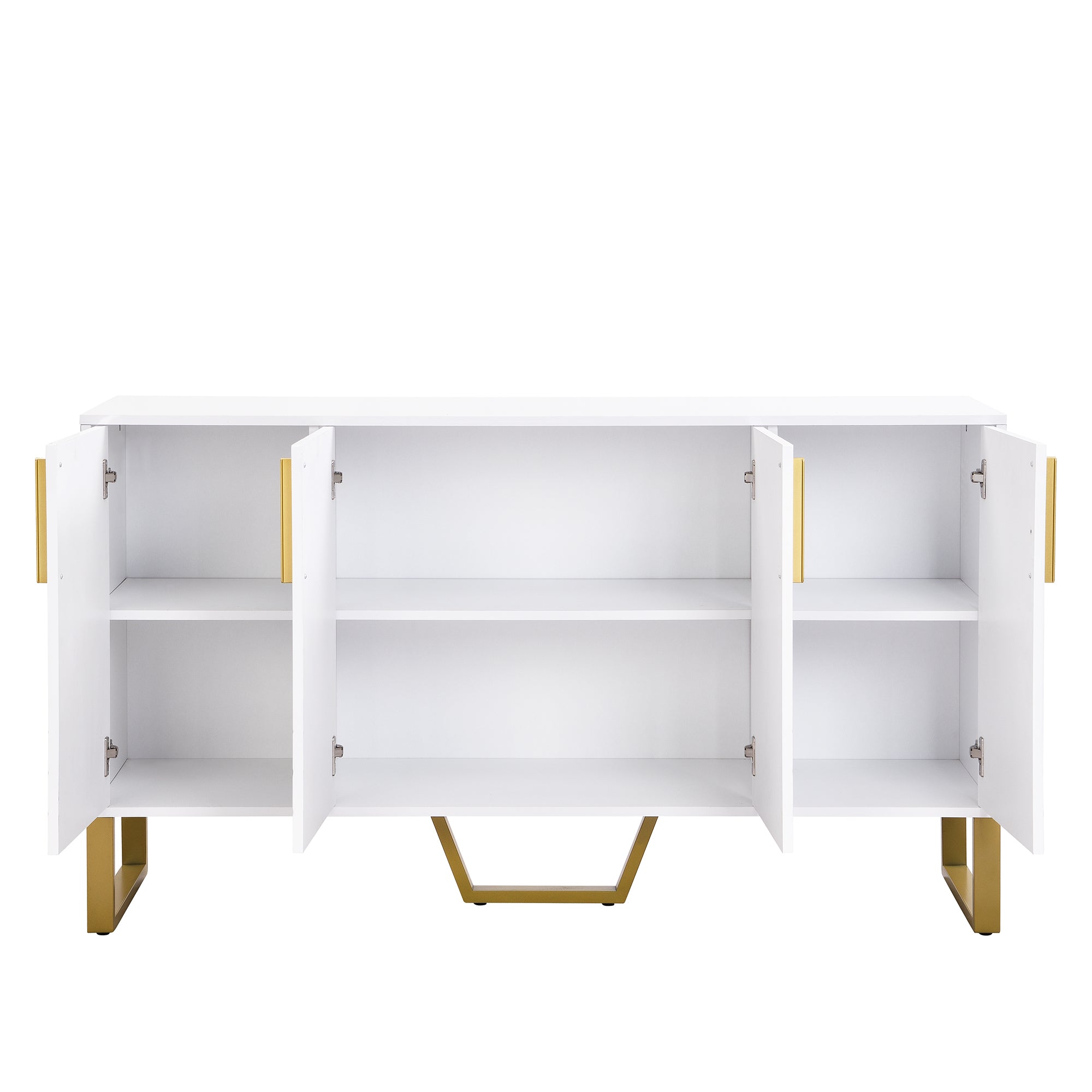Logidon hoogglans dressoir wit 4 deuren geometrisch ontwerp 140x40x80