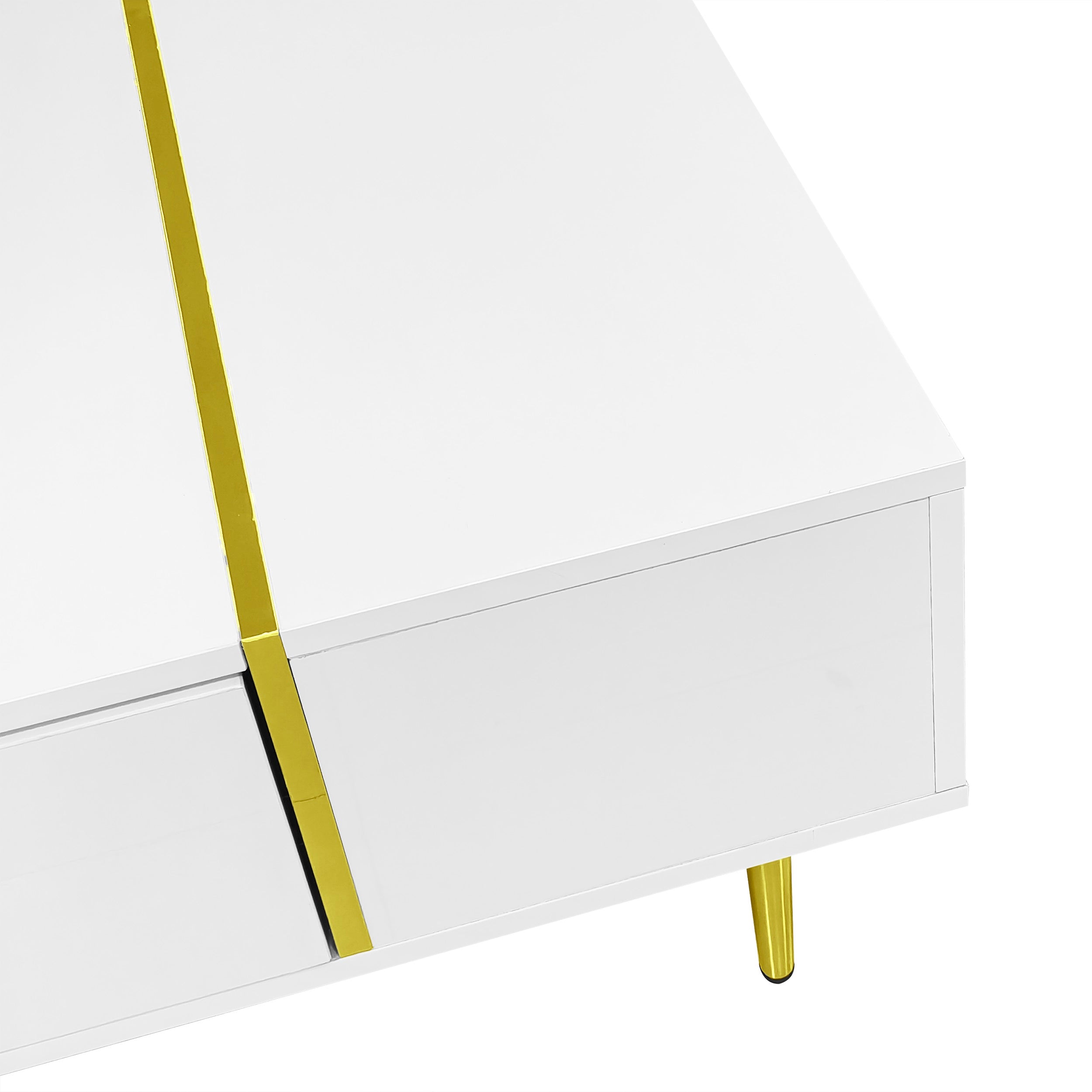 Logidon Witte Hoogglans Salontafel Met Twee Laden 100x60x41,5 cm