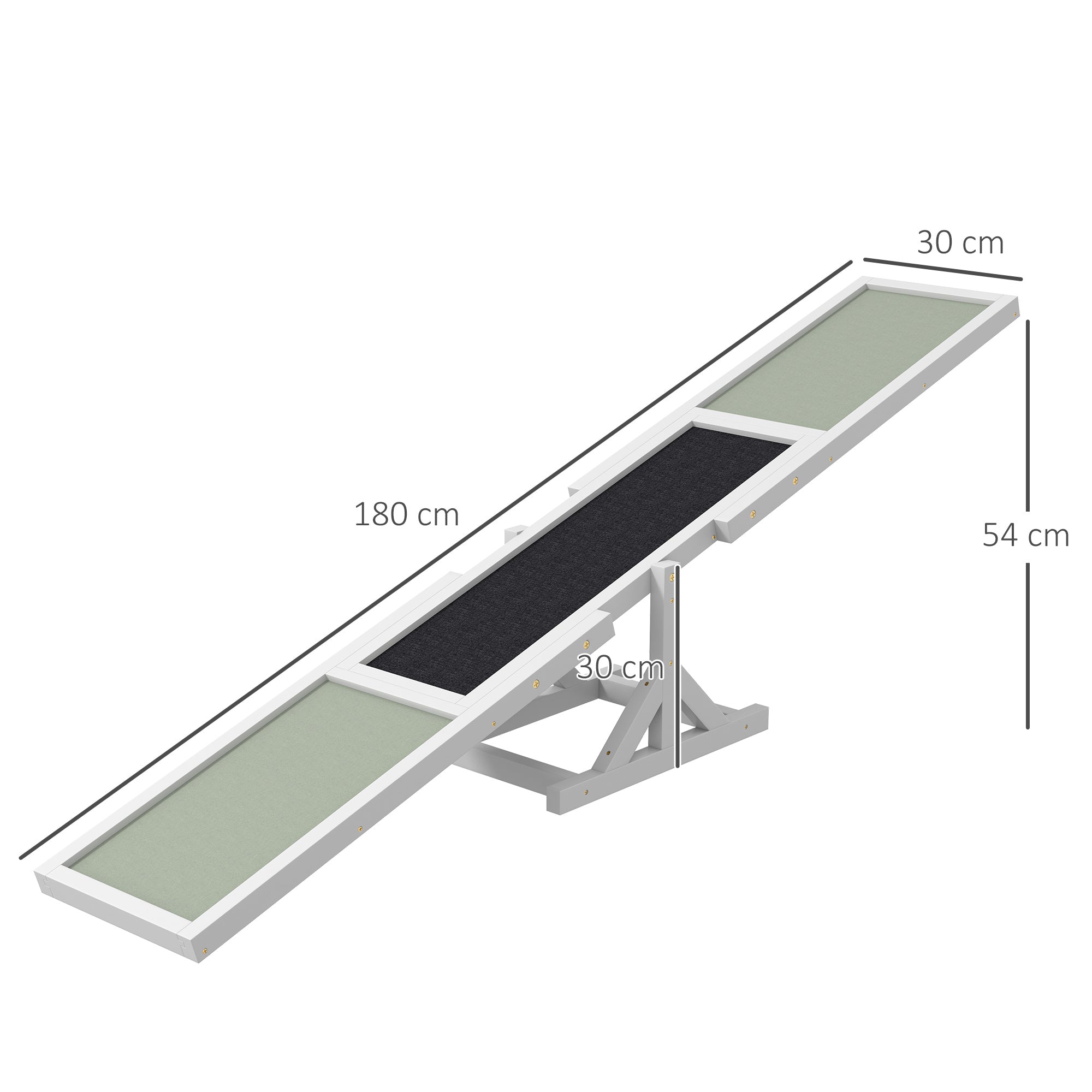 Logidon Hondenschommel Evenwichtsramp Hout Wit 180x30x30 cm Antislip