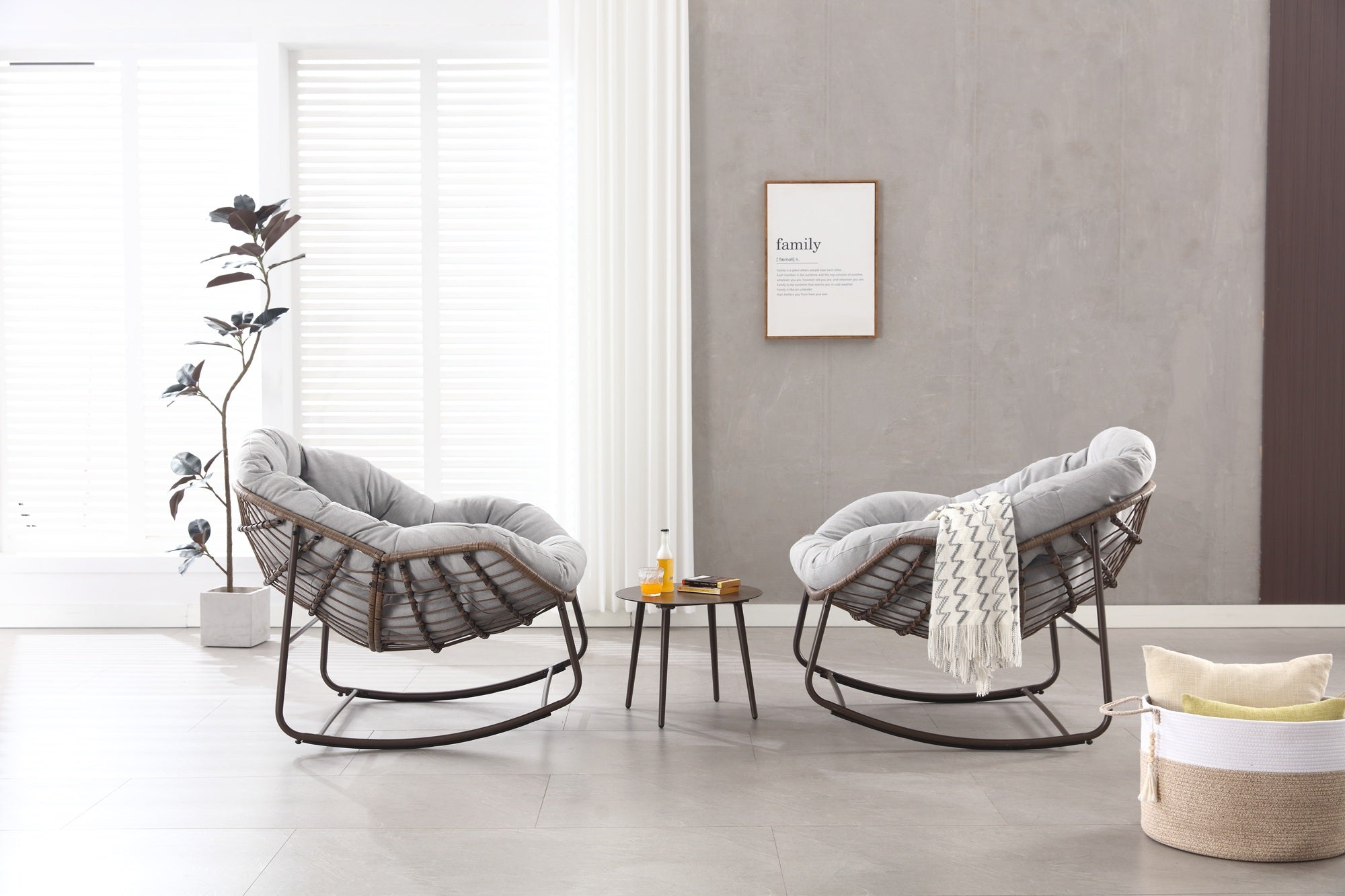 Logidon Outdoor Schommelstoel XXL Rieten Egg Chair Grijs
